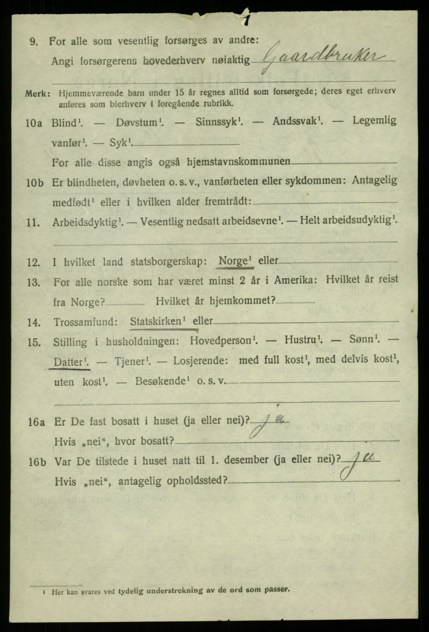 SAB, 1920 census for Alversund, 1920, p. 7009