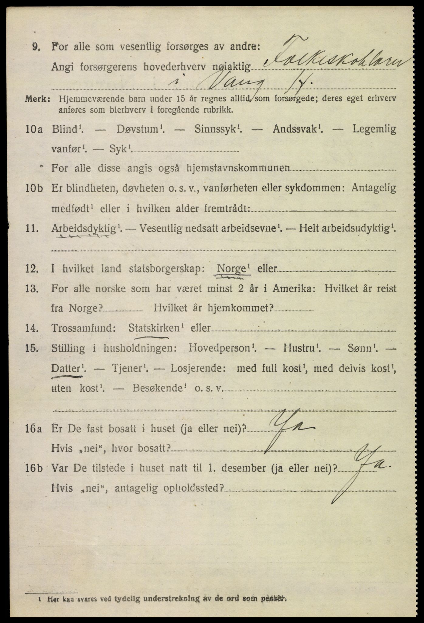 SAH, 1920 census for Vang (Hedmark), 1920, p. 2790