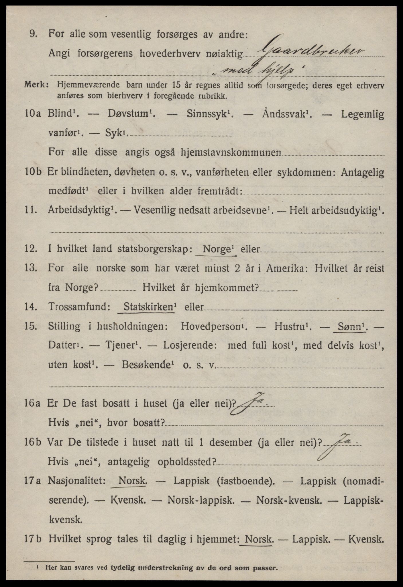 SAT, 1920 census for Leinstrand, 1920, p. 3808