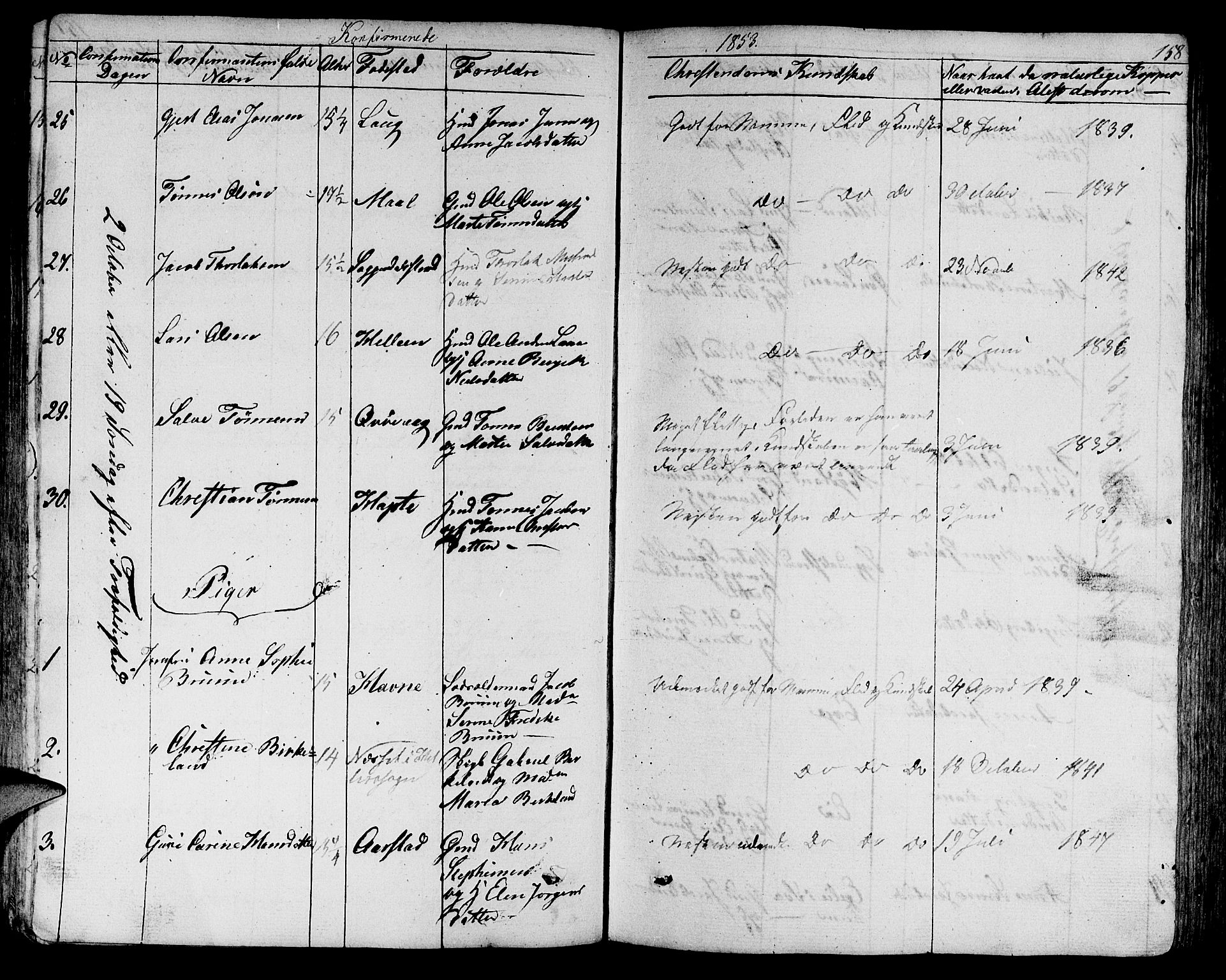 Sokndal sokneprestkontor, AV/SAST-A-101808: Parish register (copy) no. B 2, 1849-1865, p. 158