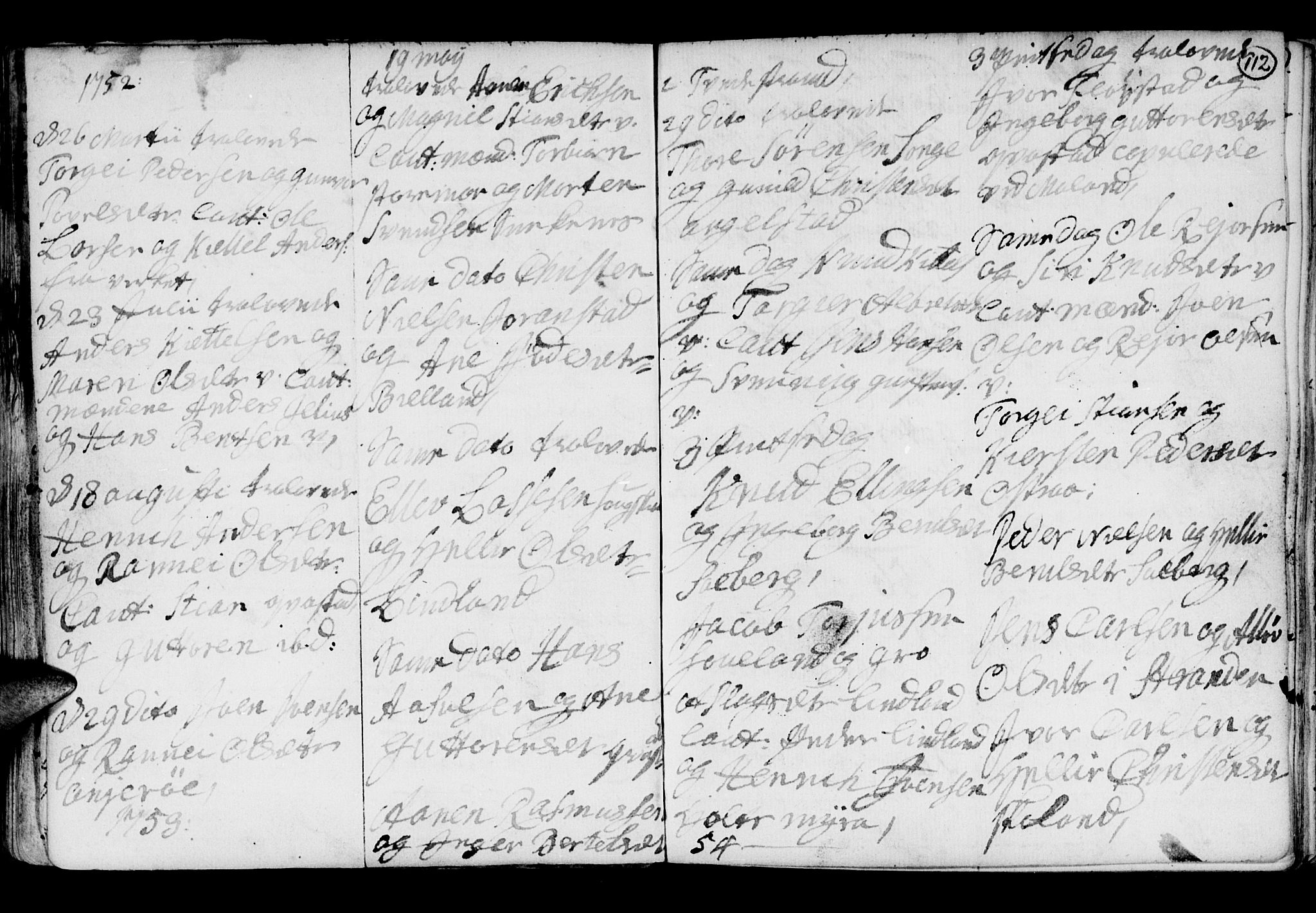 Holt sokneprestkontor, SAK/1111-0021/F/Fb/L0005: Parish register (copy) no. B 5, 1746-1764, p. 112