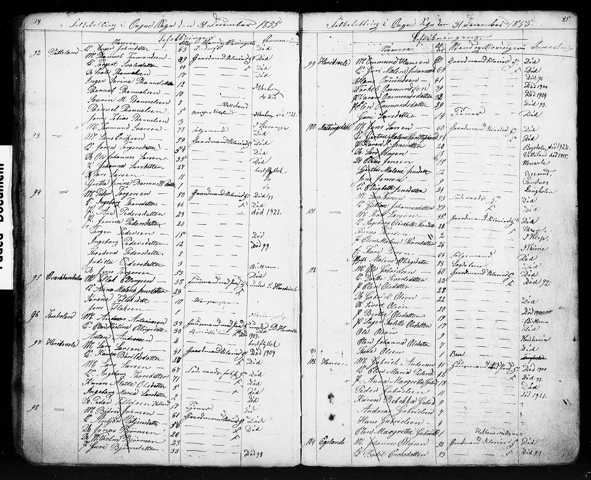 , Census 1855 for Eigersund/Ogna, 1855, p. 9