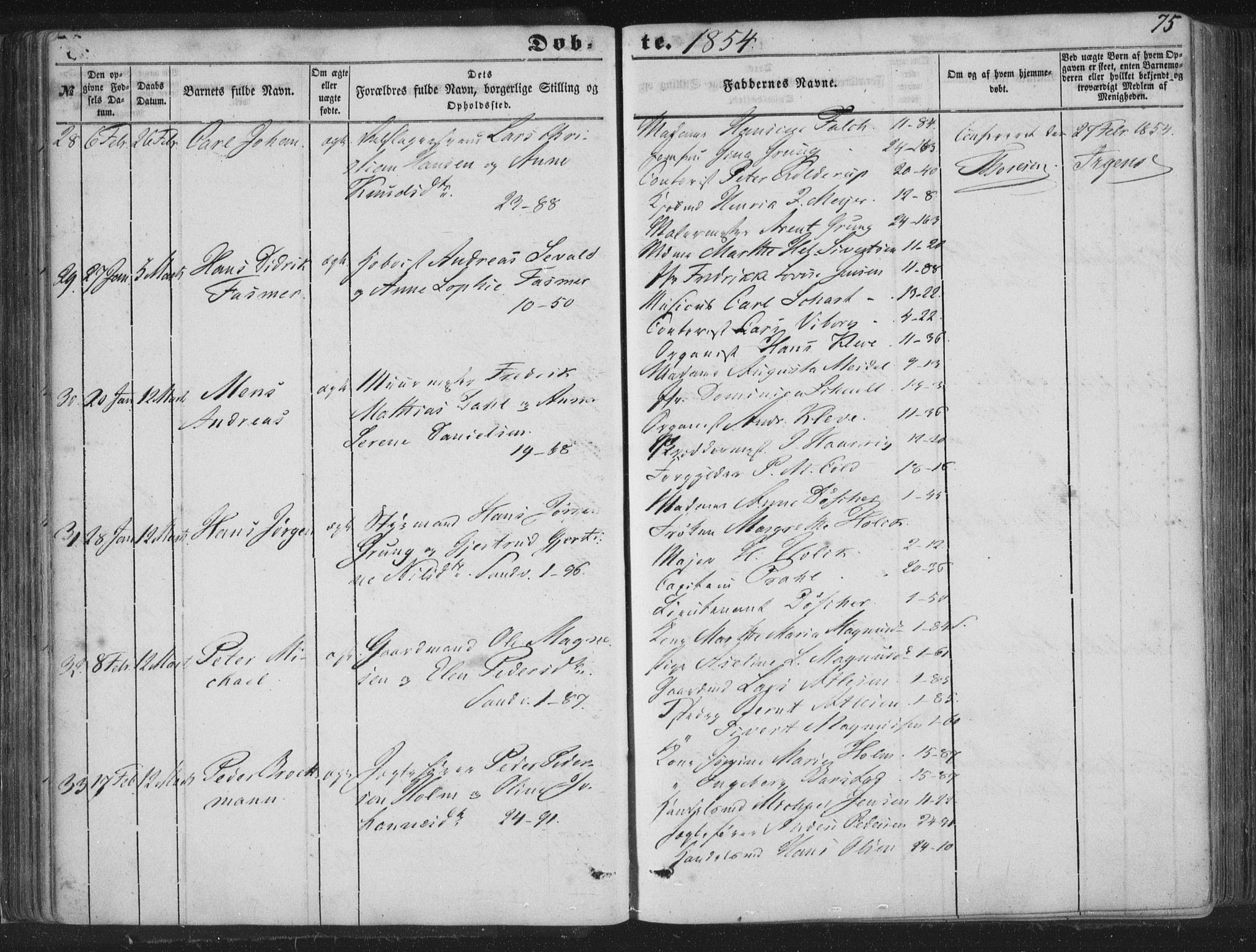 Korskirken sokneprestembete, AV/SAB-A-76101/H/Haa/L0017: Parish register (official) no. B 3, 1851-1857, p. 75