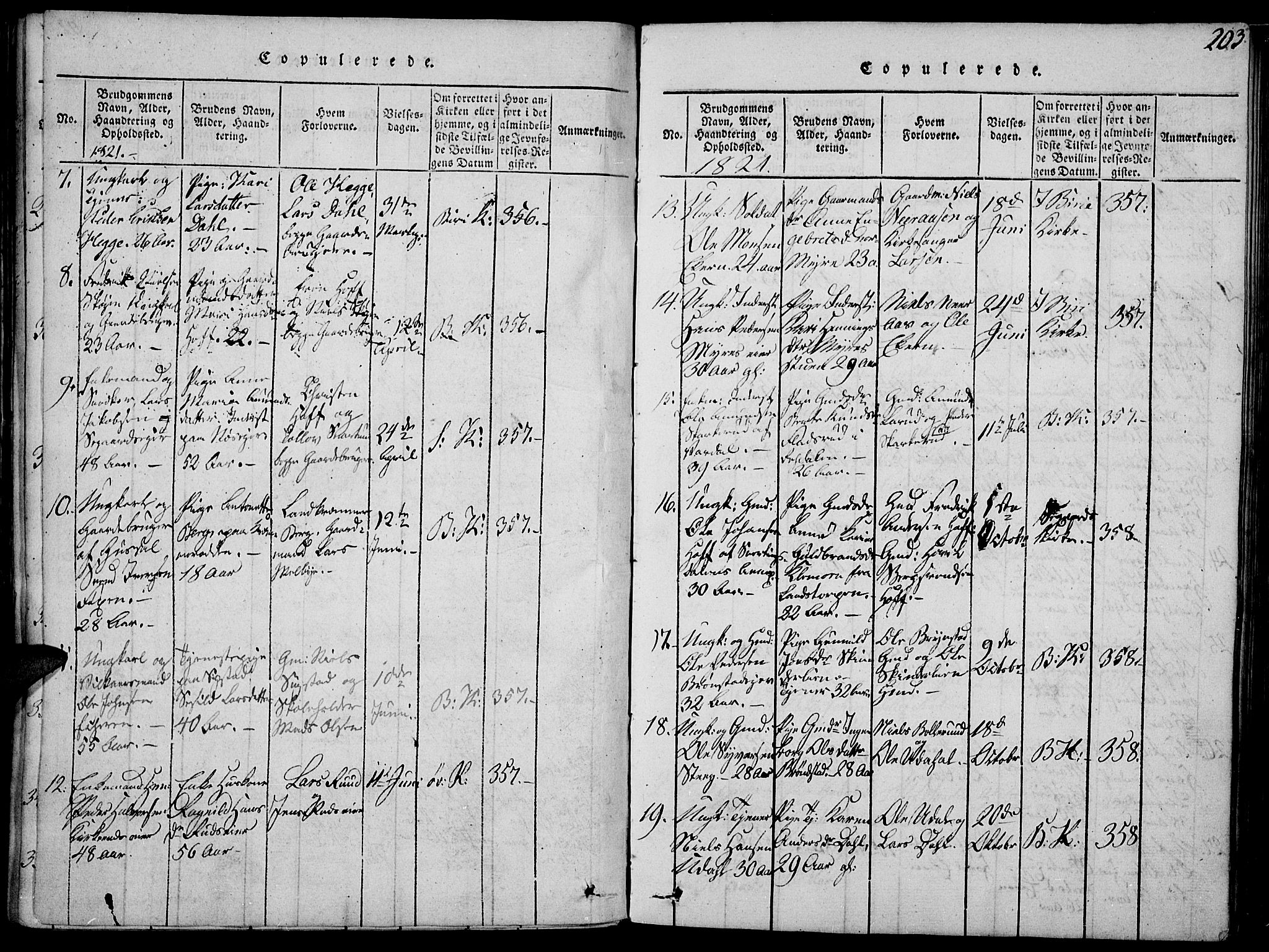 Biri prestekontor, SAH/PREST-096/H/Ha/Haa/L0003: Parish register (official) no. 3, 1814-1828, p. 203