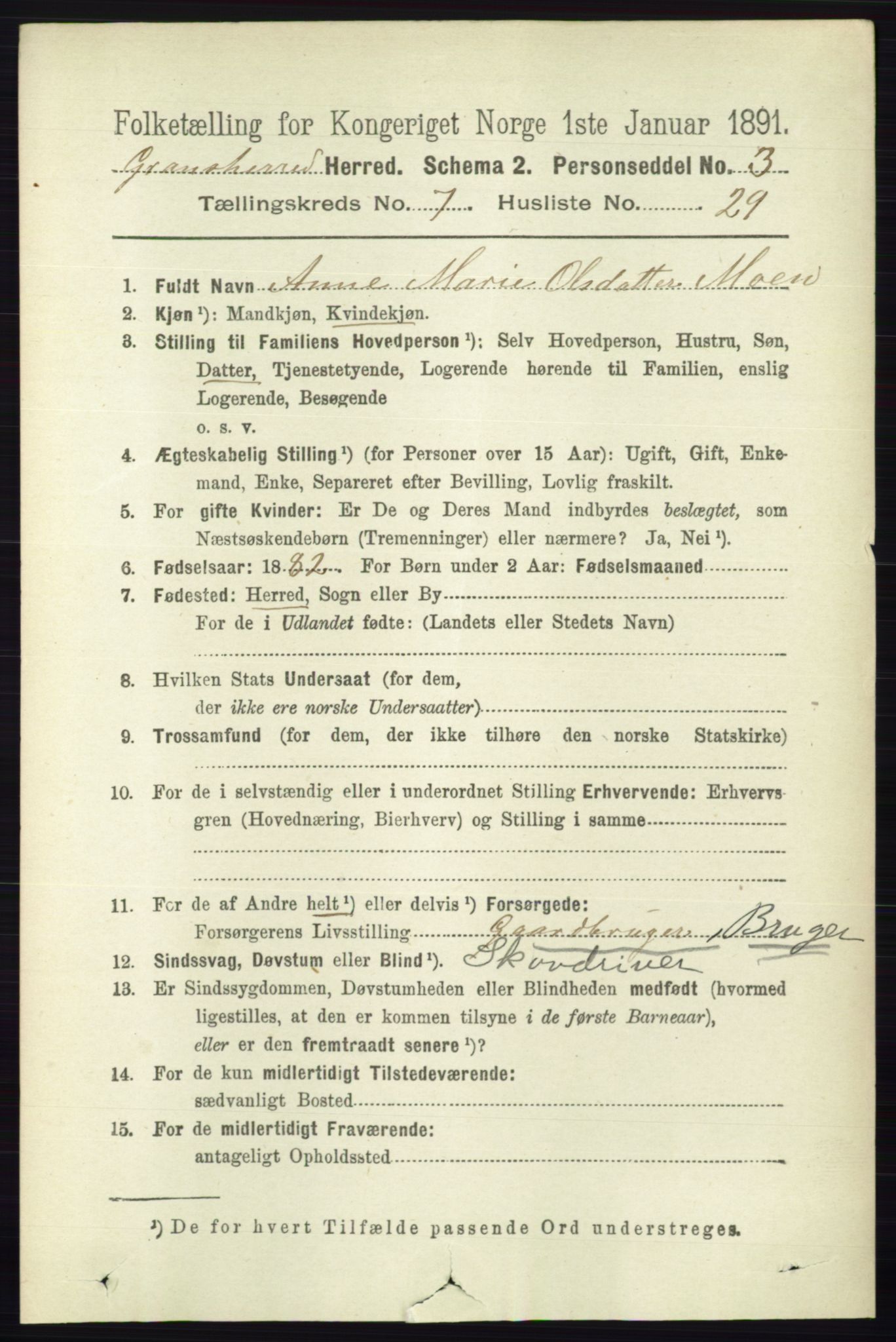 RA, 1891 census for 0824 Gransherad, 1891, p. 1371