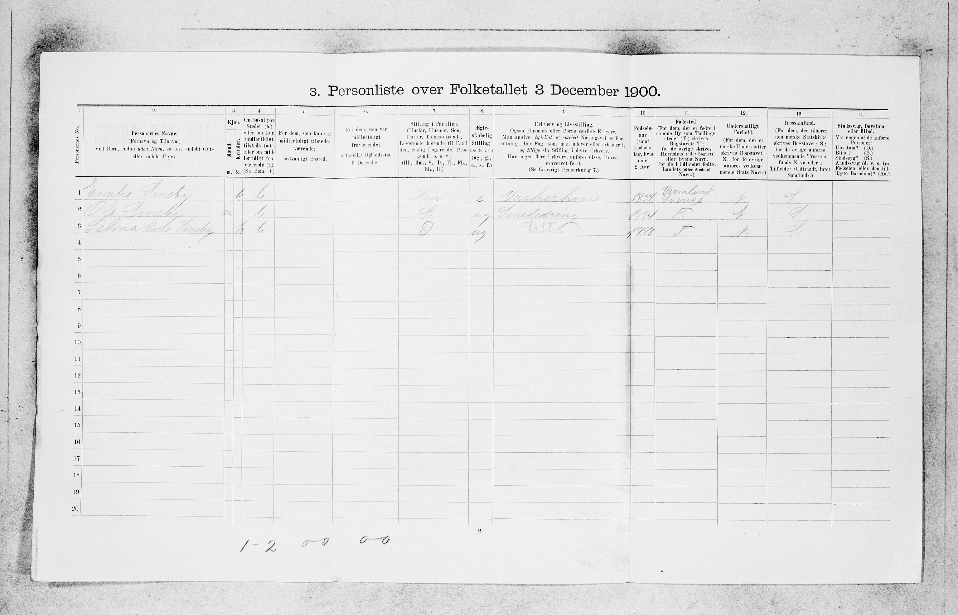 SAB, 1900 census for Bergen, 1900, p. 25033