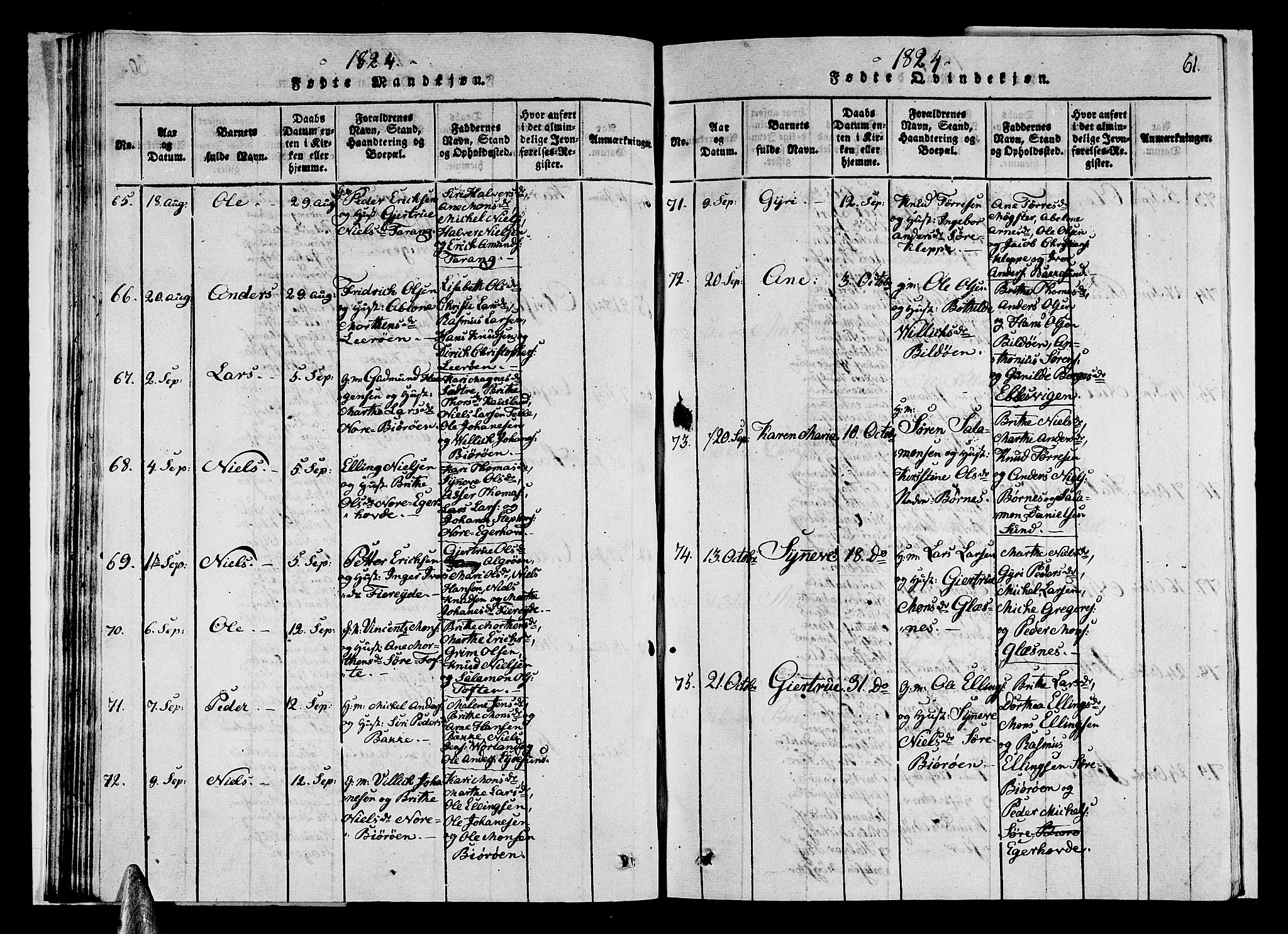 Sund sokneprestembete, AV/SAB-A-99930: Parish register (copy) no. A 1, 1816-1827, p. 61