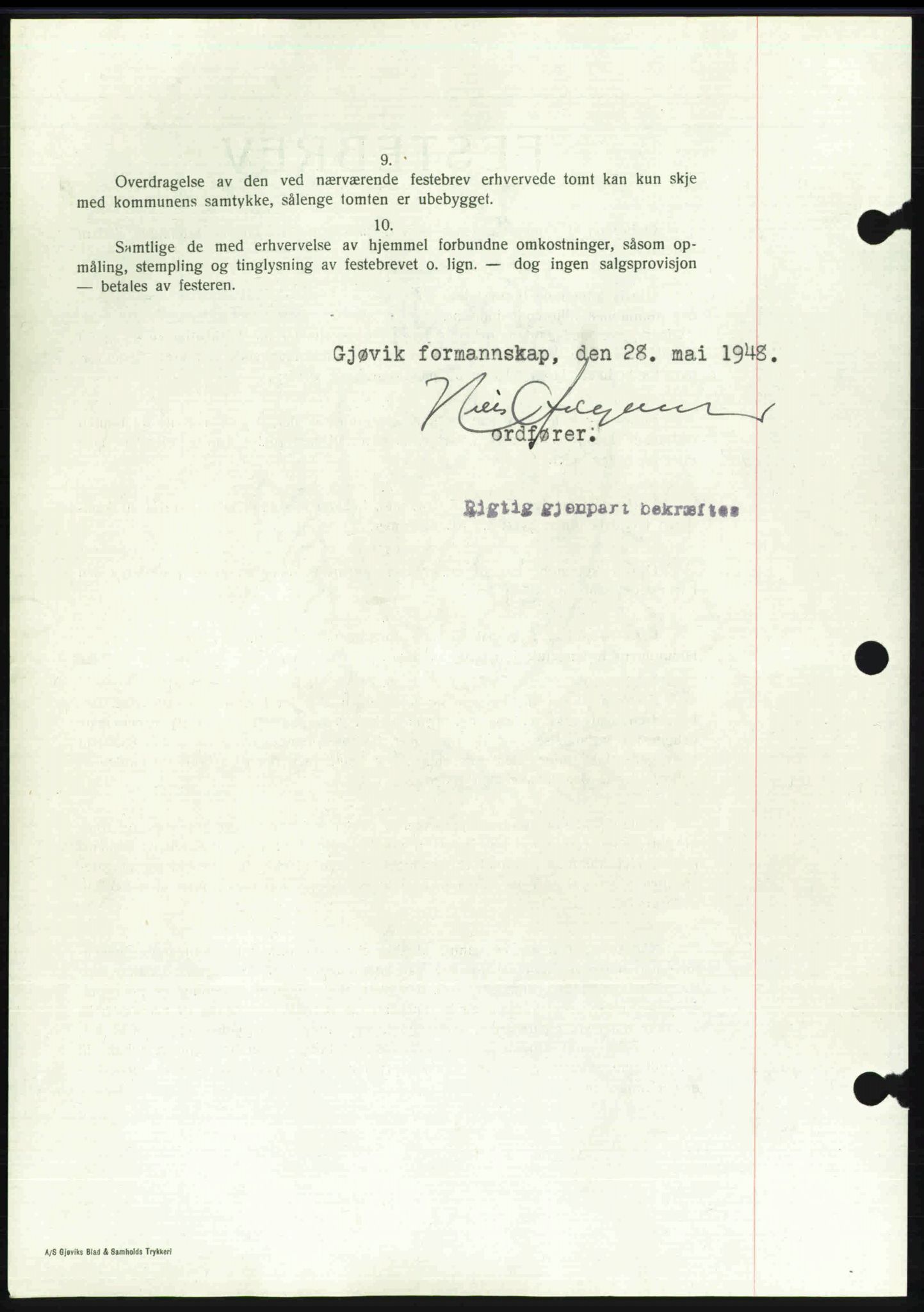 Toten tingrett, SAH/TING-006/H/Hb/Hbc/L0020: Mortgage book no. Hbc-20, 1948-1948, Diary no: : 1783/1948