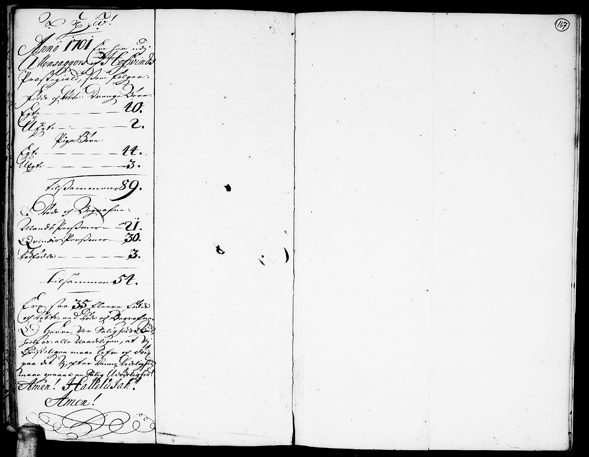 Ullensaker prestekontor Kirkebøker, AV/SAO-A-10236a/F/Fa/L0001: Parish register (official) no. I 1, 1689-1701, p. 167