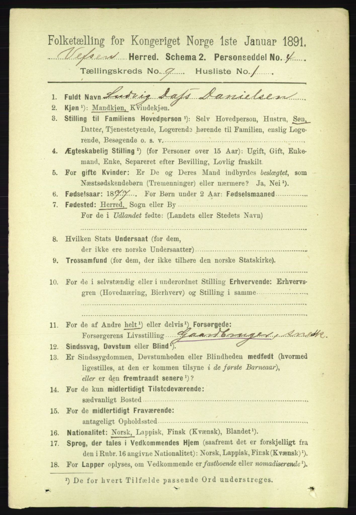 RA, 1891 census for 1824 Vefsn, 1891, p. 4699