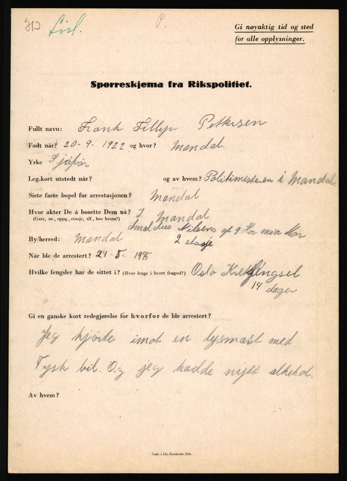 Rikspolitisjefen, AV/RA-S-1560/L/L0014: Pettersen, Aksel - Savosnick, Ernst, 1940-1945, p. 47