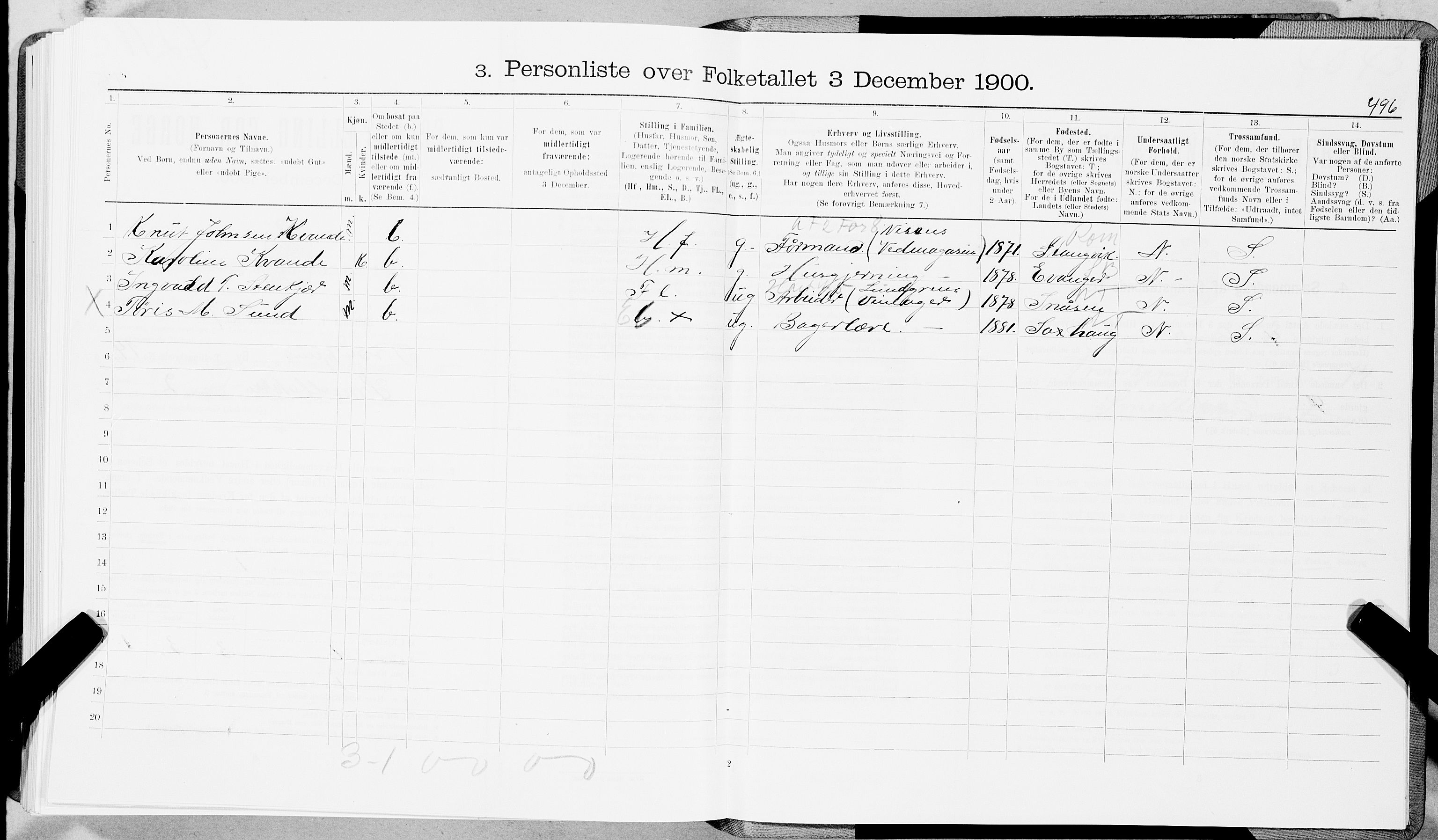 SAT, 1900 census for Trondheim, 1900, p. 2528