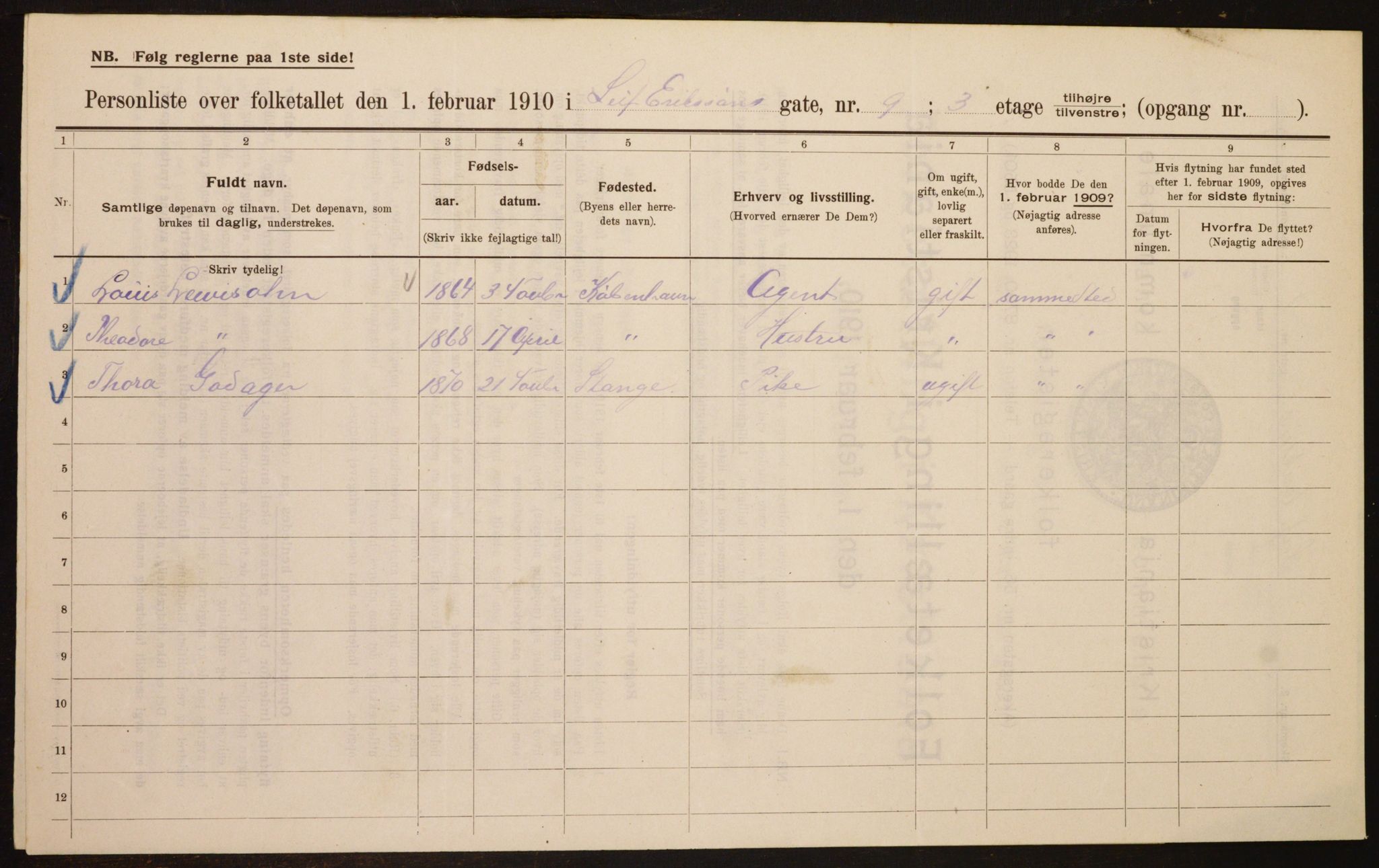 OBA, Municipal Census 1910 for Kristiania, 1910, p. 55523