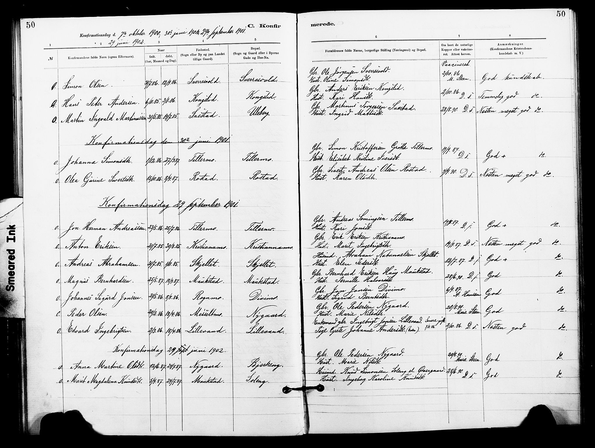 Målselv sokneprestembete, AV/SATØ-S-1311/G/Ga/Gaa/L0006kirke: Parish register (official) no. 6, 1884-1902, p. 50