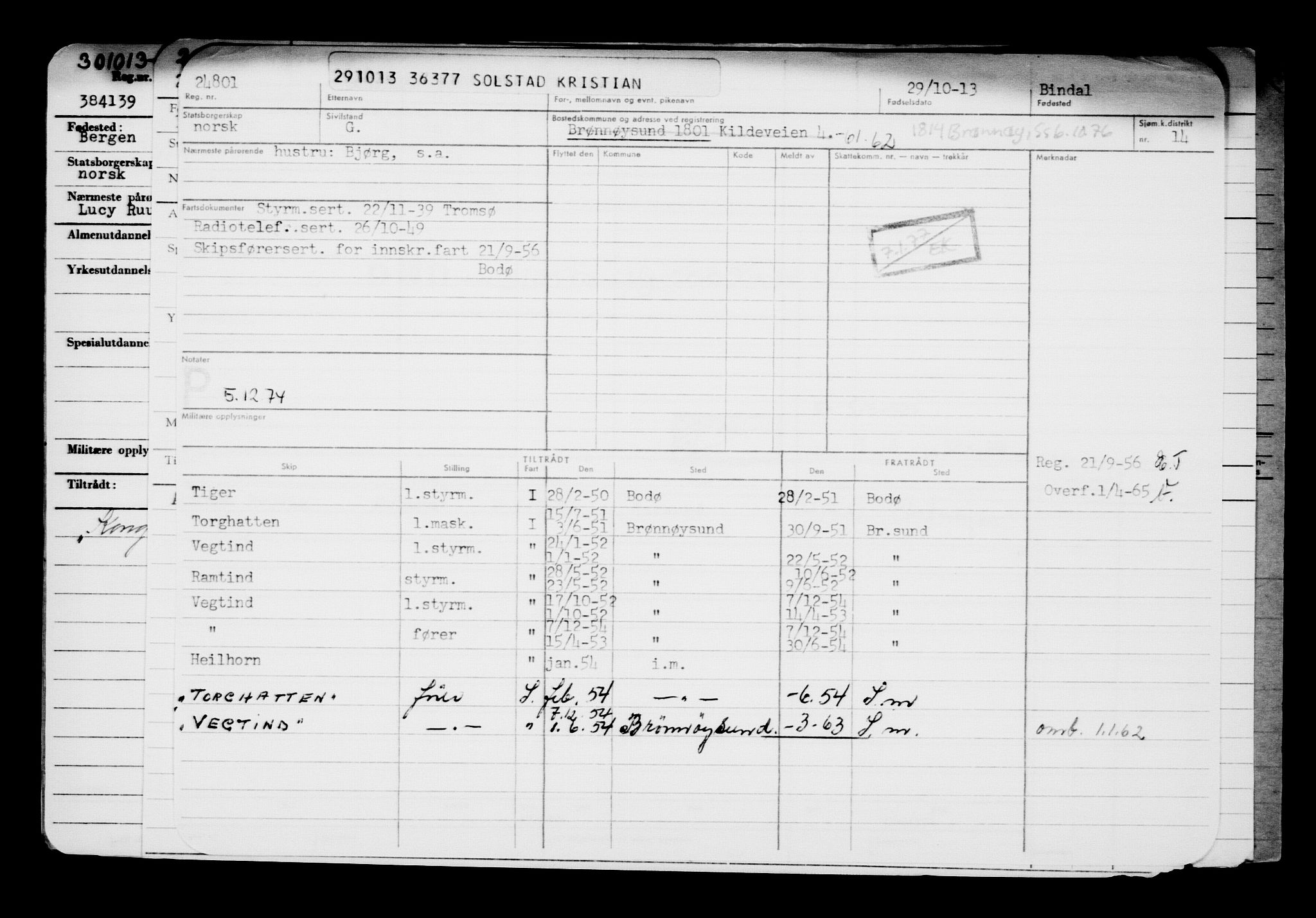 Direktoratet for sjømenn, AV/RA-S-3545/G/Gb/L0116: Hovedkort, 1913, p. 291