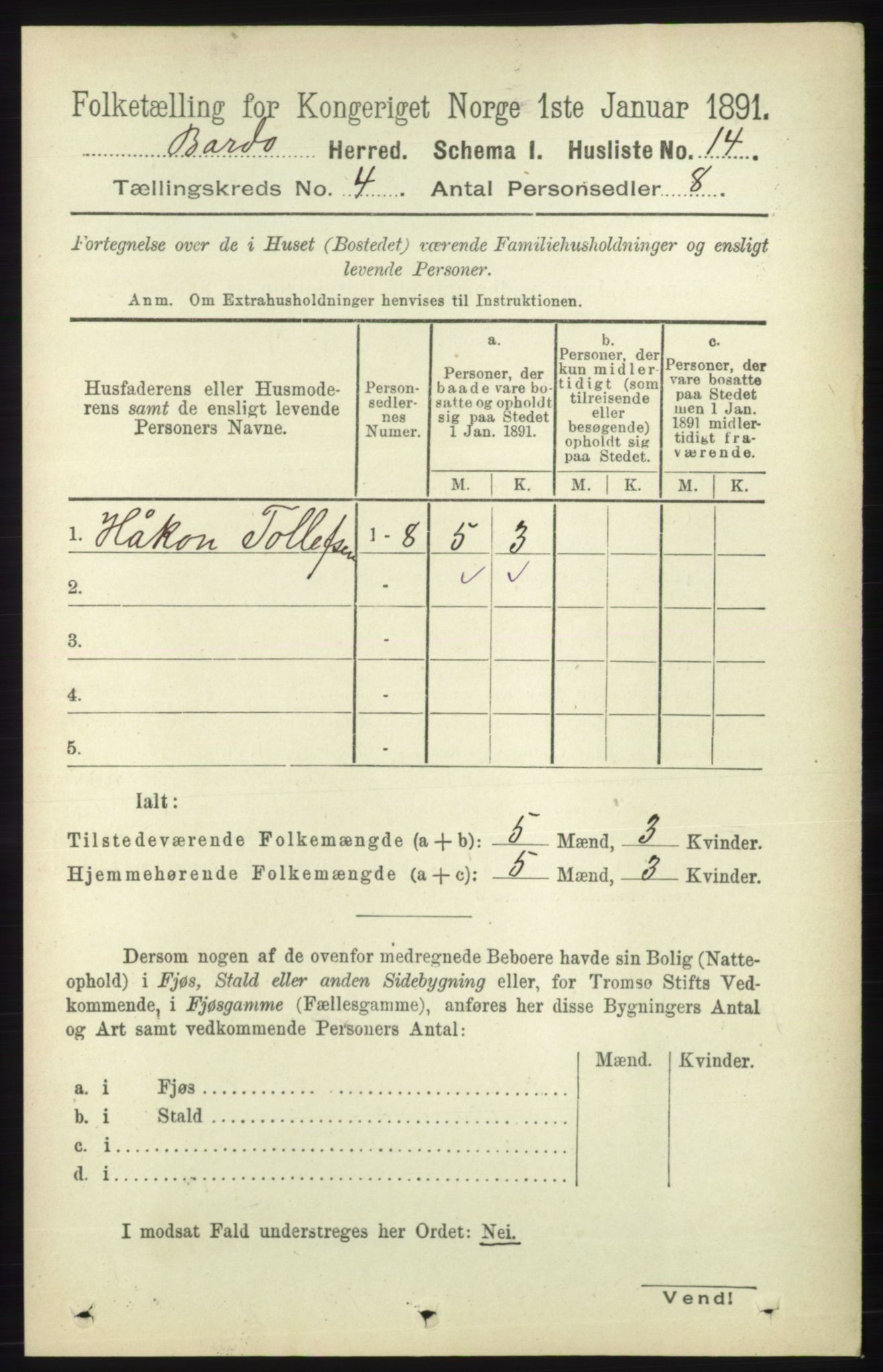 RA, 1891 census for 1922 Bardu, 1891, p. 1289
