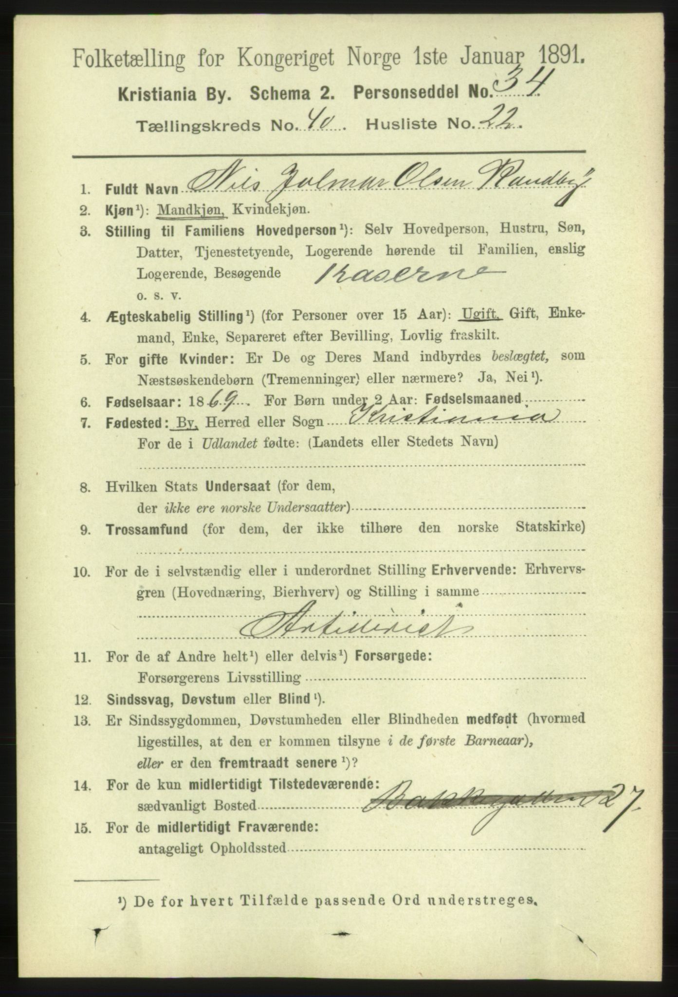 RA, 1891 census for 0301 Kristiania, 1891, p. 23644