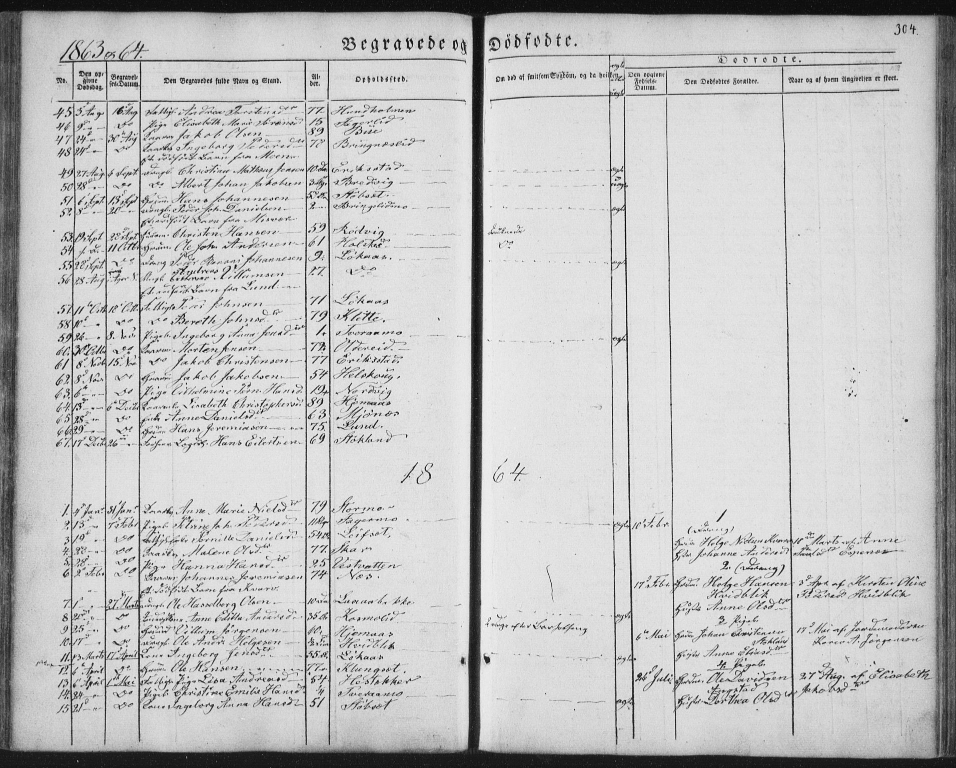 Ministerialprotokoller, klokkerbøker og fødselsregistre - Nordland, AV/SAT-A-1459/852/L0738: Parish register (official) no. 852A08, 1849-1865, p. 304