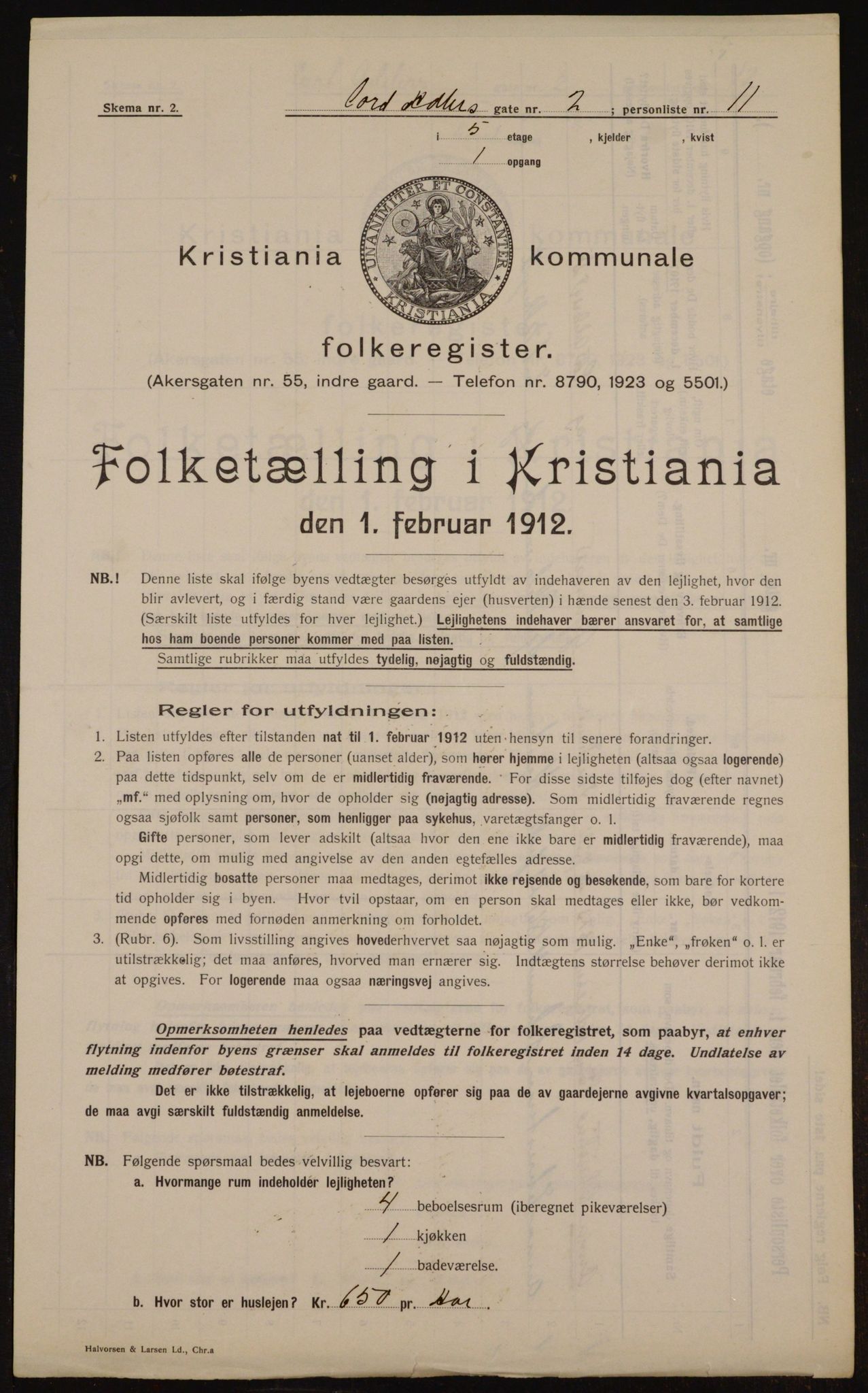 OBA, Municipal Census 1912 for Kristiania, 1912, p. 13512