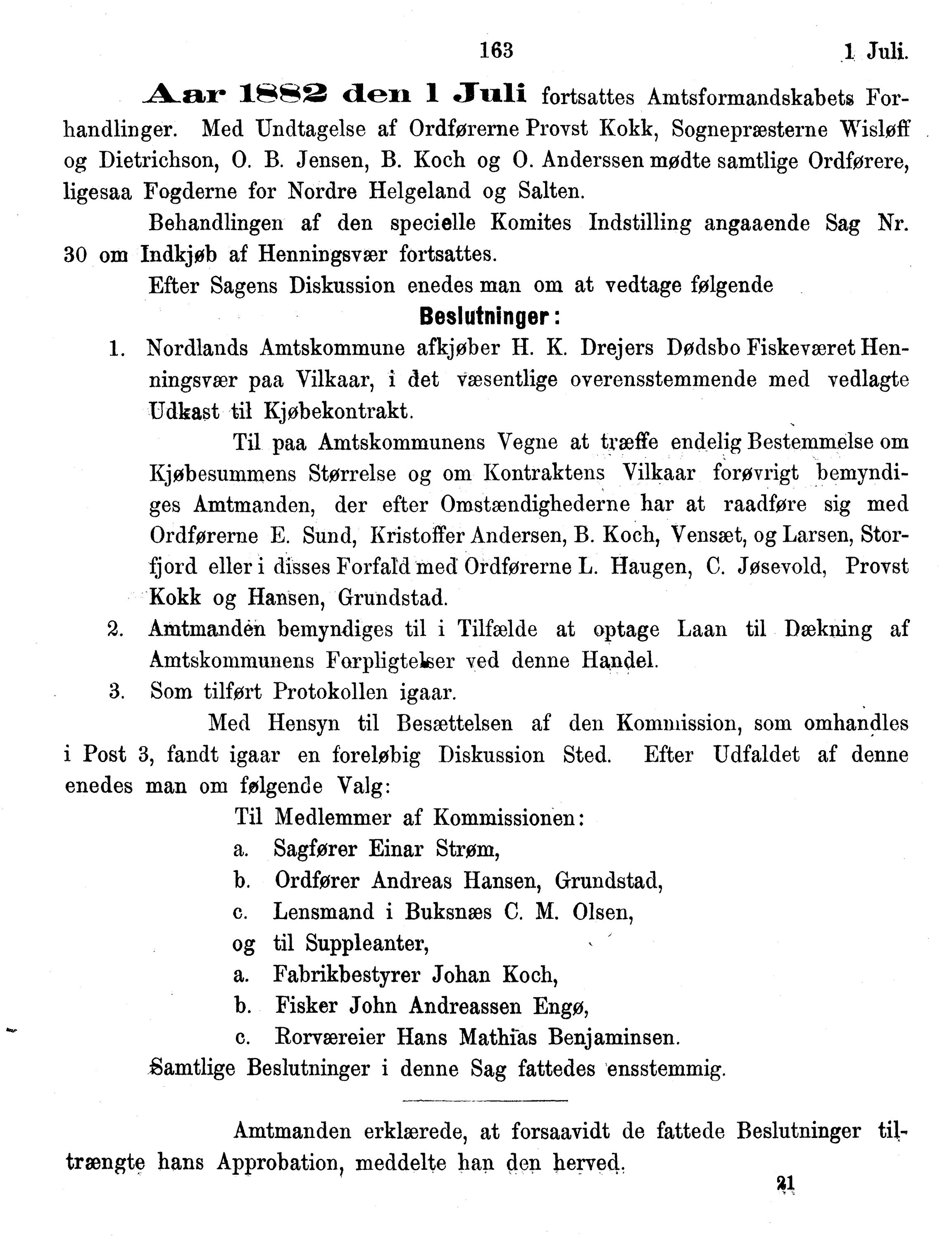 Nordland Fylkeskommune. Fylkestinget, AIN/NFK-17/176/A/Ac/L0014: Fylkestingsforhandlinger 1881-1885, 1881-1885, p. 163