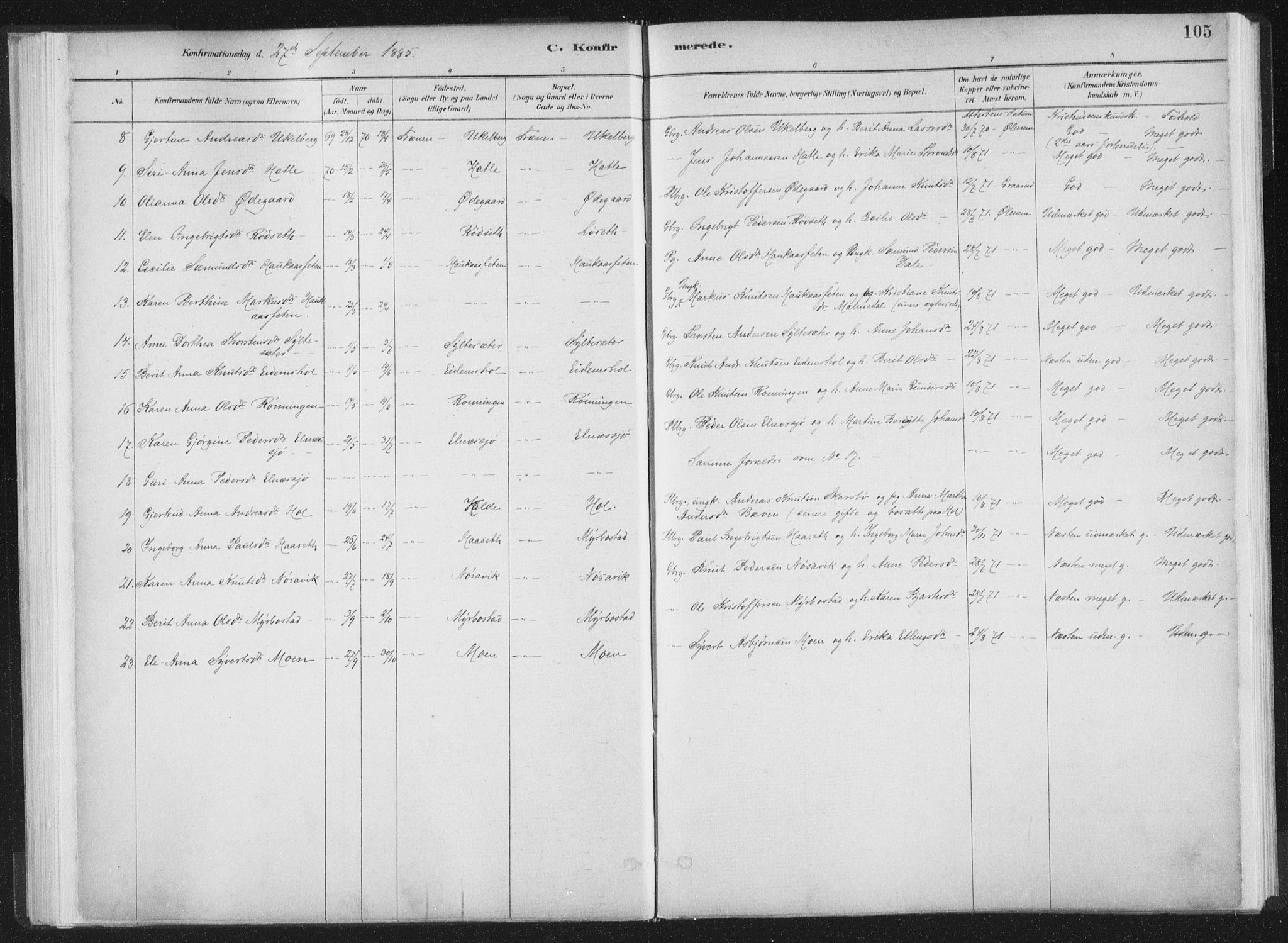 Ministerialprotokoller, klokkerbøker og fødselsregistre - Møre og Romsdal, AV/SAT-A-1454/564/L0740: Parish register (official) no. 564A01, 1880-1899, p. 105