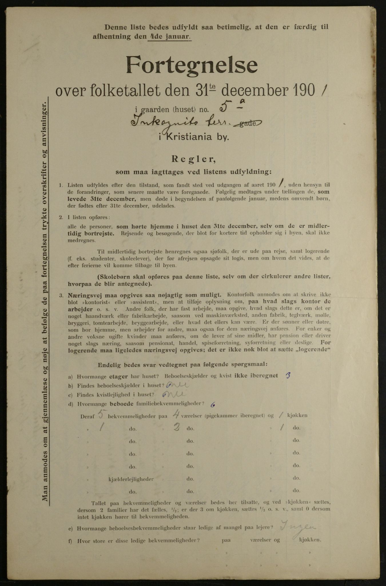 OBA, Municipal Census 1901 for Kristiania, 1901, p. 7009