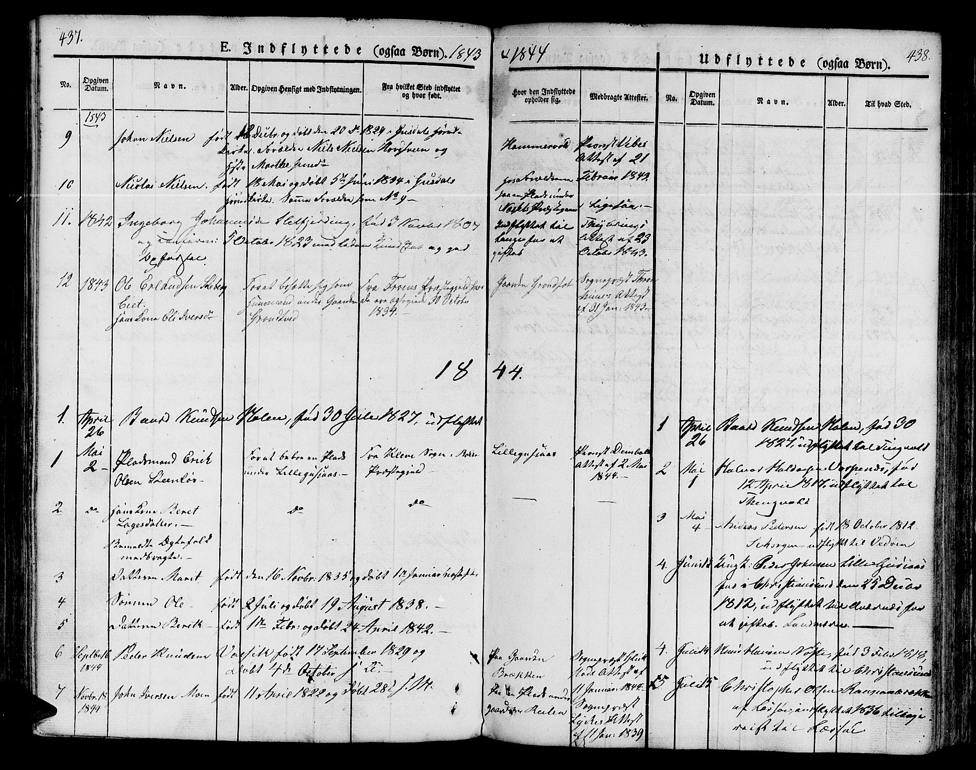 Ministerialprotokoller, klokkerbøker og fødselsregistre - Møre og Romsdal, SAT/A-1454/551/L0624: Parish register (official) no. 551A04, 1831-1845, p. 437-438