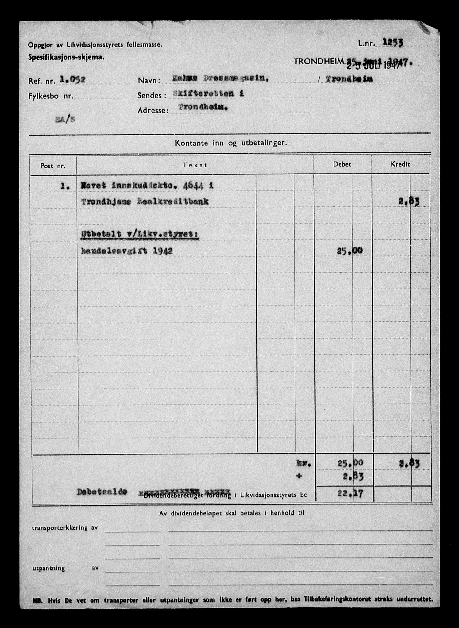 Justisdepartementet, Tilbakeføringskontoret for inndratte formuer, AV/RA-S-1564/H/Hc/Hca/L0899: --, 1945-1947, p. 414