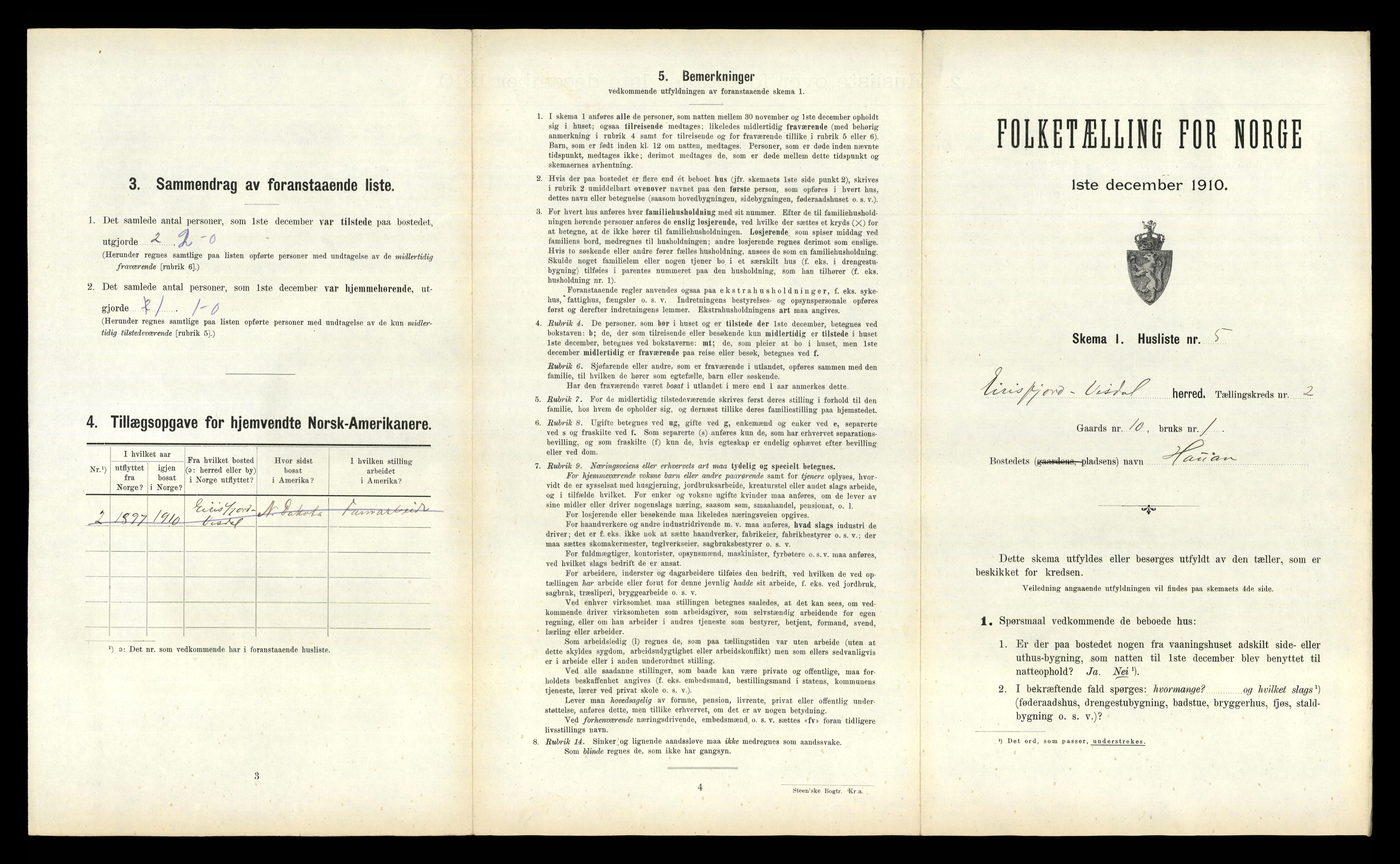 RA, 1910 census for Eresfjord og Vistdal, 1910, p. 103