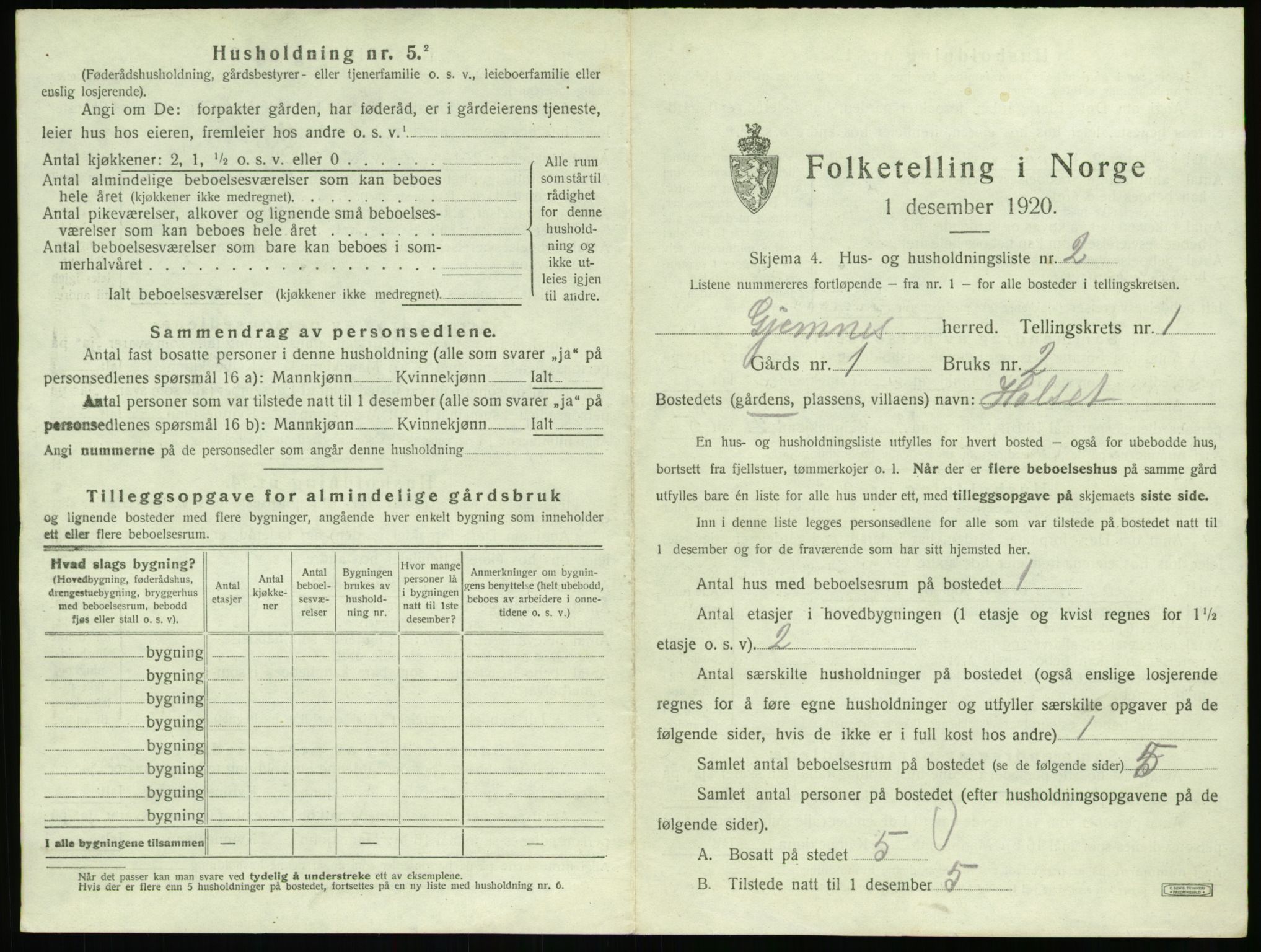 SAT, 1920 census for Gjemnes, 1920, p. 24