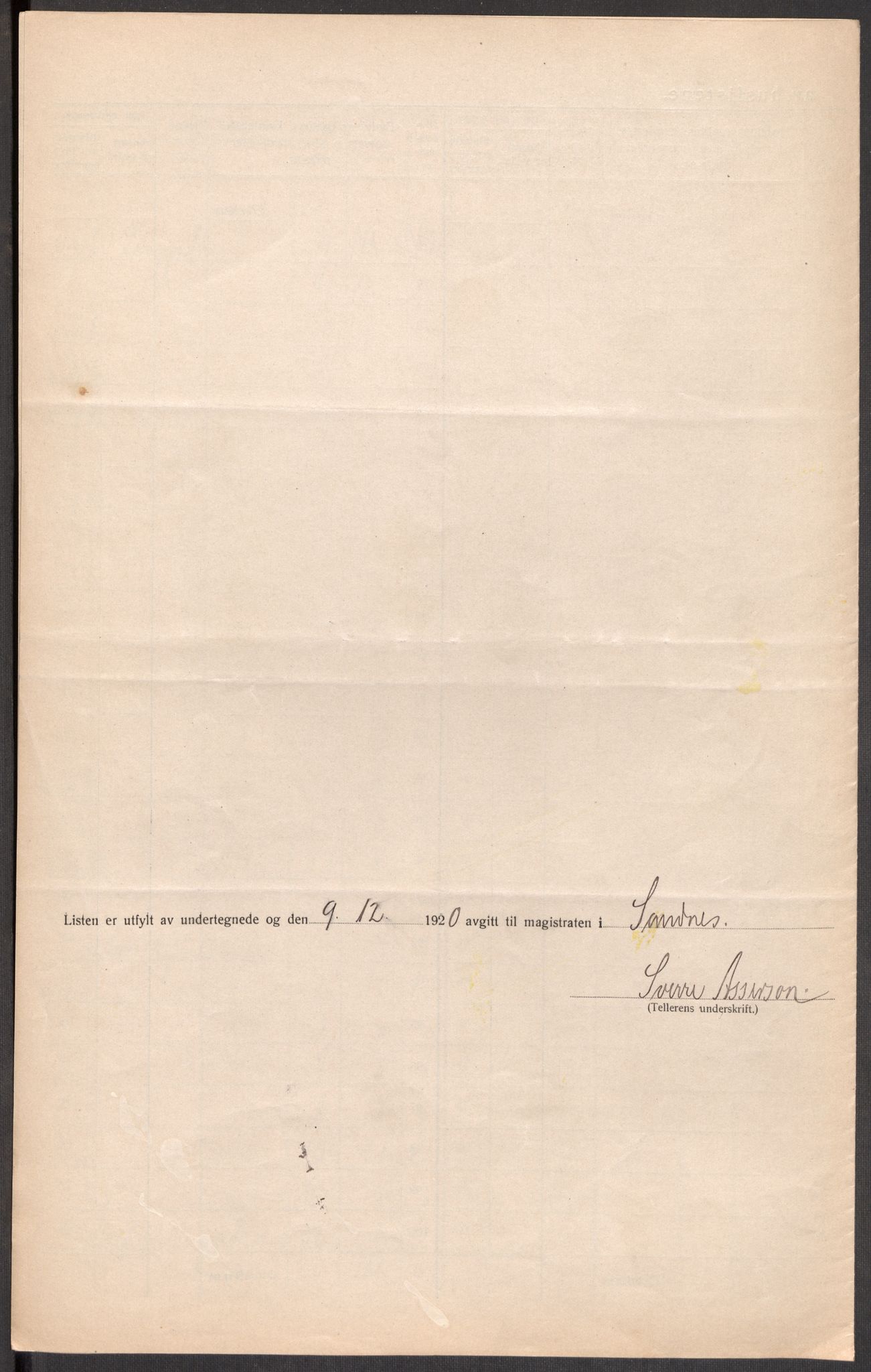 SAST, 1920 census for Sandnes, 1920, p. 20