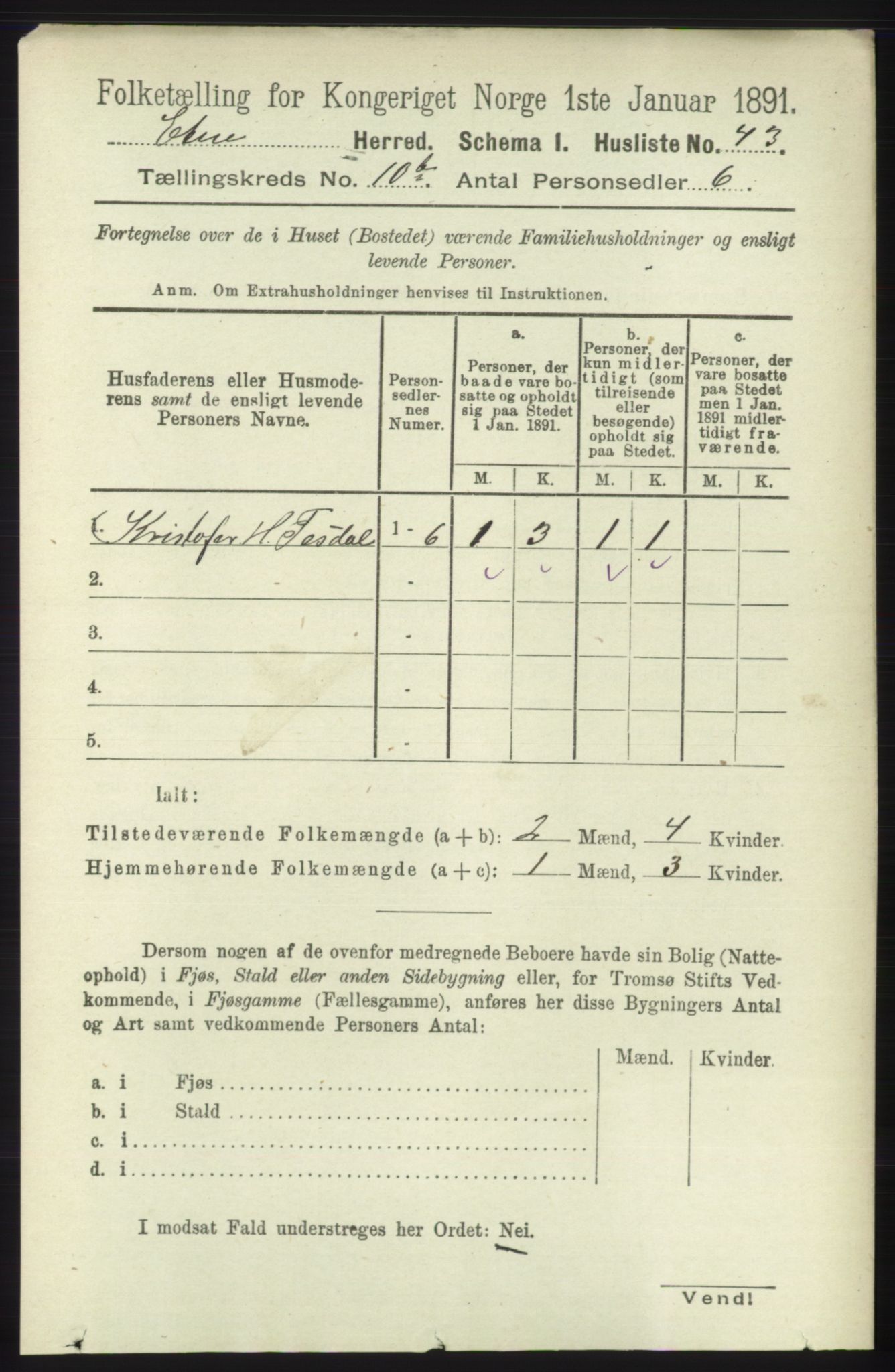 RA, 1891 census for 1211 Etne, 1891, p. 1995