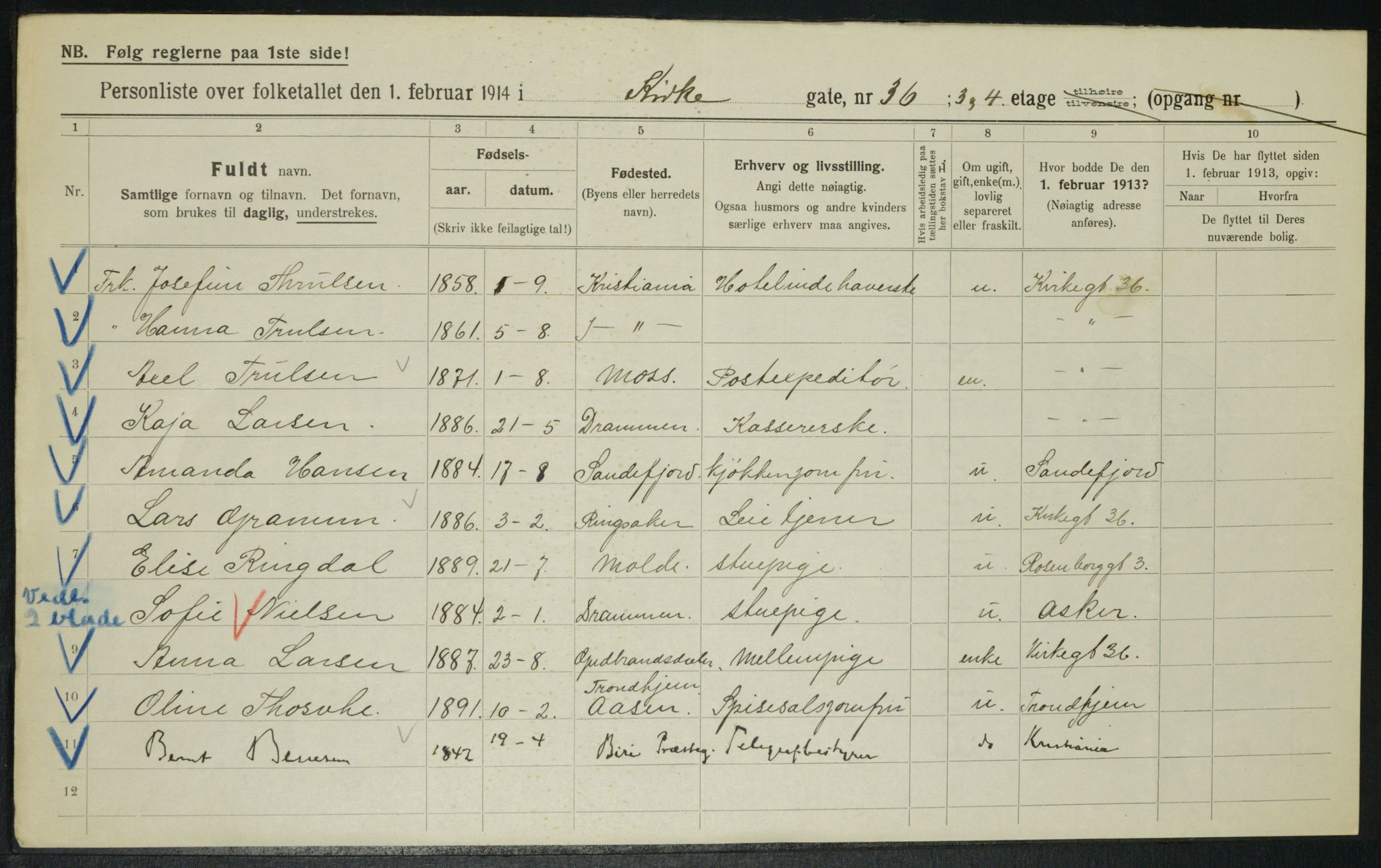 OBA, Municipal Census 1914 for Kristiania, 1914, p. 49953