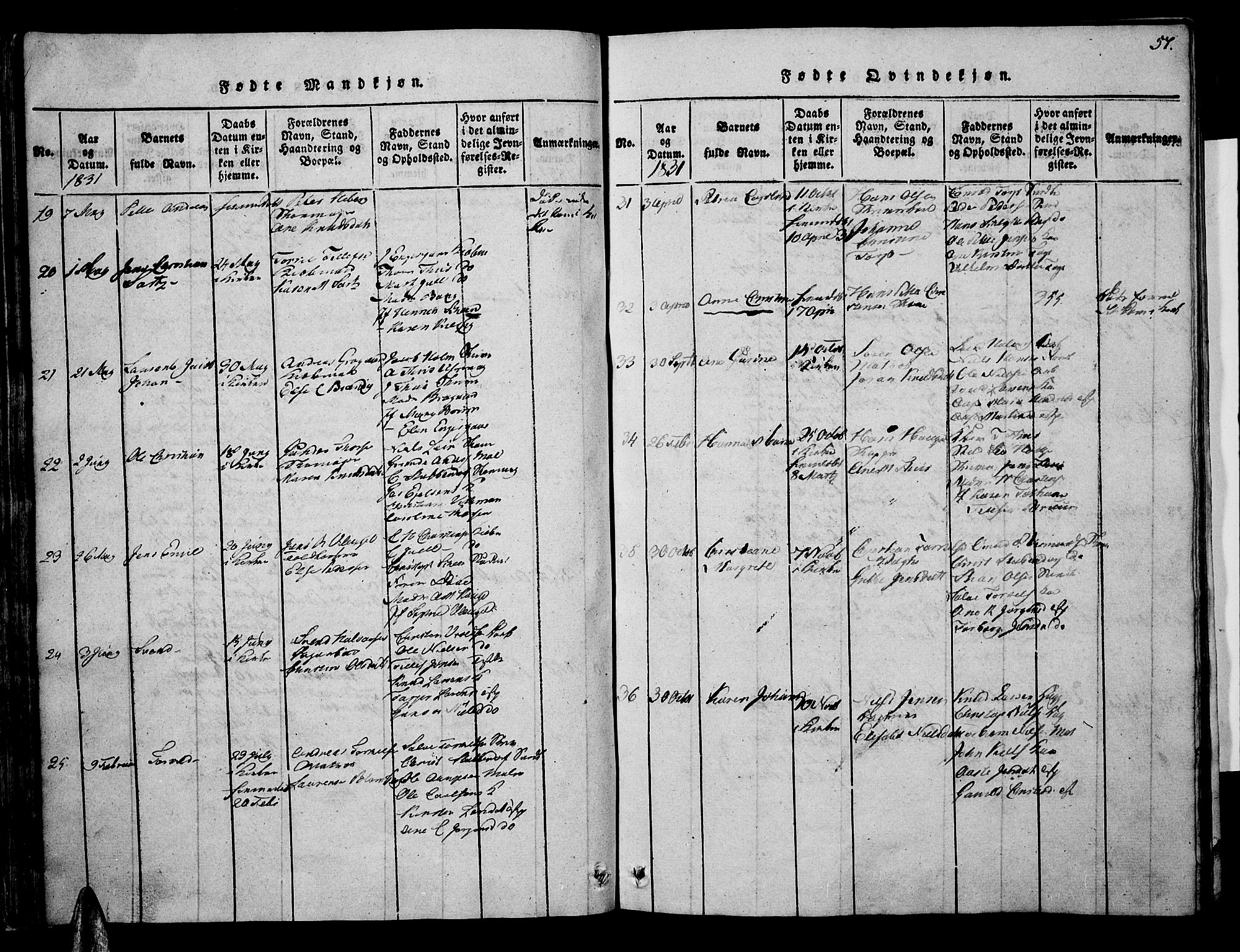 Risør sokneprestkontor, AV/SAK-1111-0035/F/Fa/L0002: Parish register (official) no. A 2, 1815-1839, p. 57