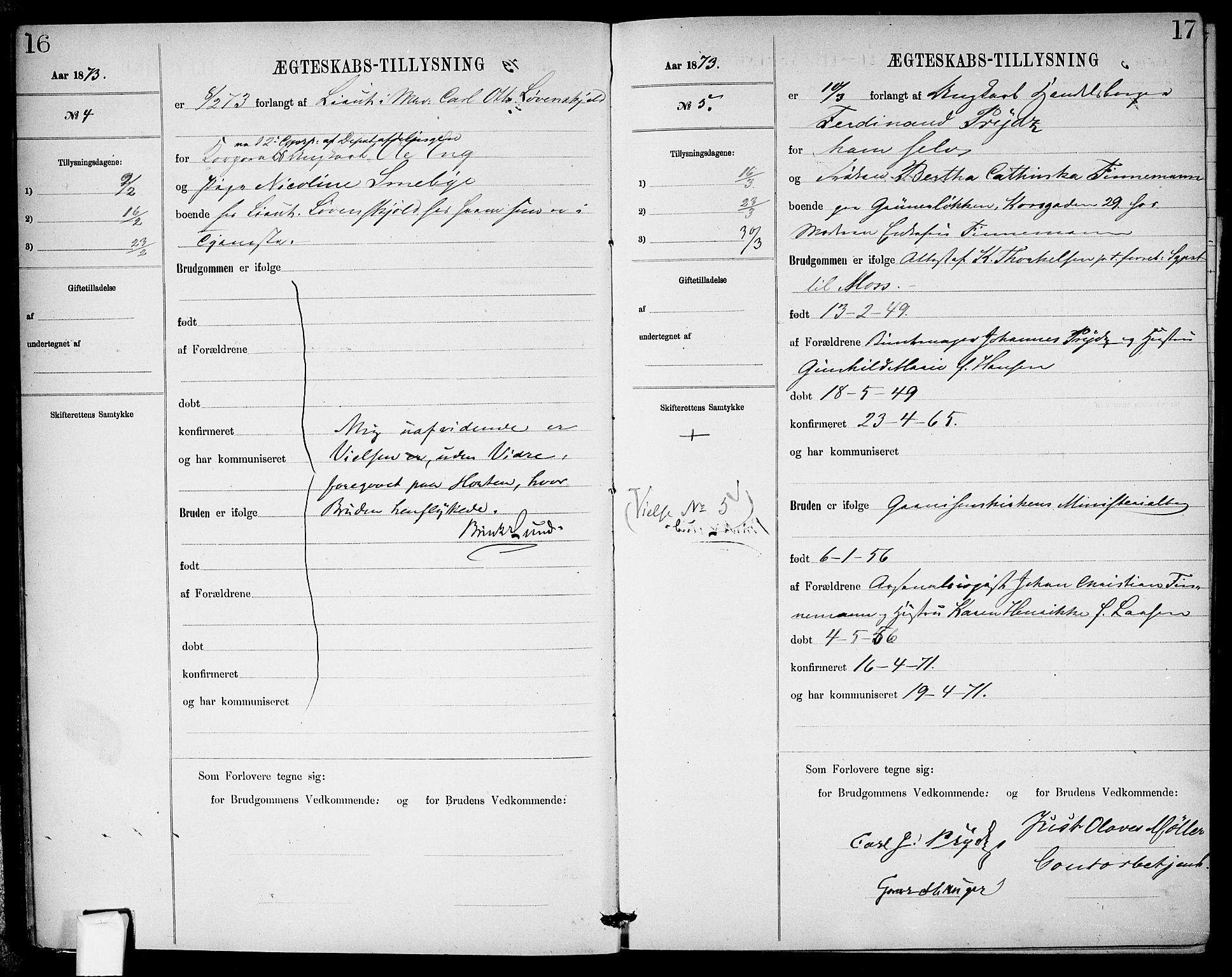 Garnisonsmenigheten Kirkebøker, AV/SAO-A-10846/H/Ha/L0007: Banns register no. I 7, 1872-1893, p. 16-17