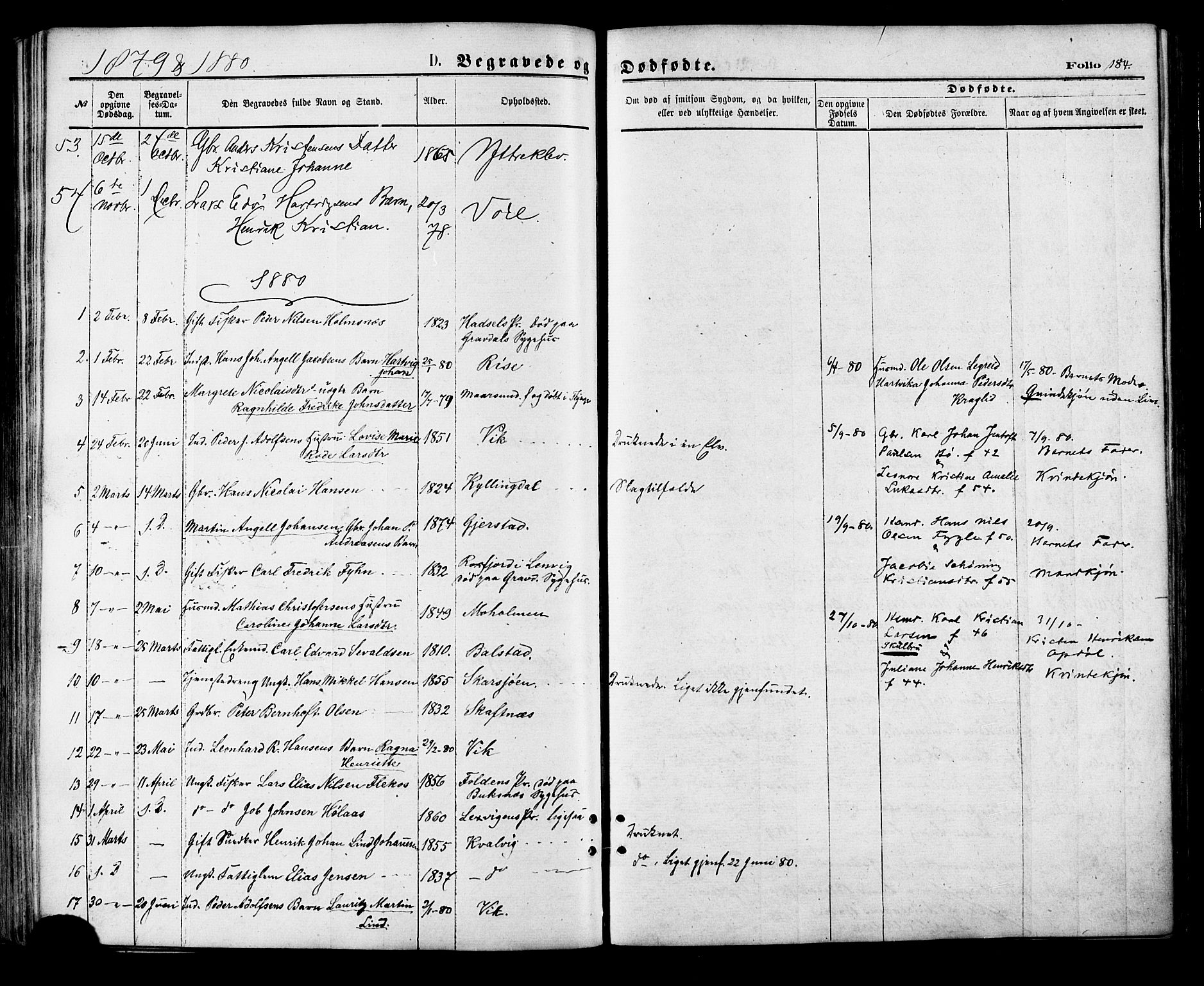 Ministerialprotokoller, klokkerbøker og fødselsregistre - Nordland, AV/SAT-A-1459/881/L1166: Parish register (copy) no. 881C03, 1876-1885, p. 184