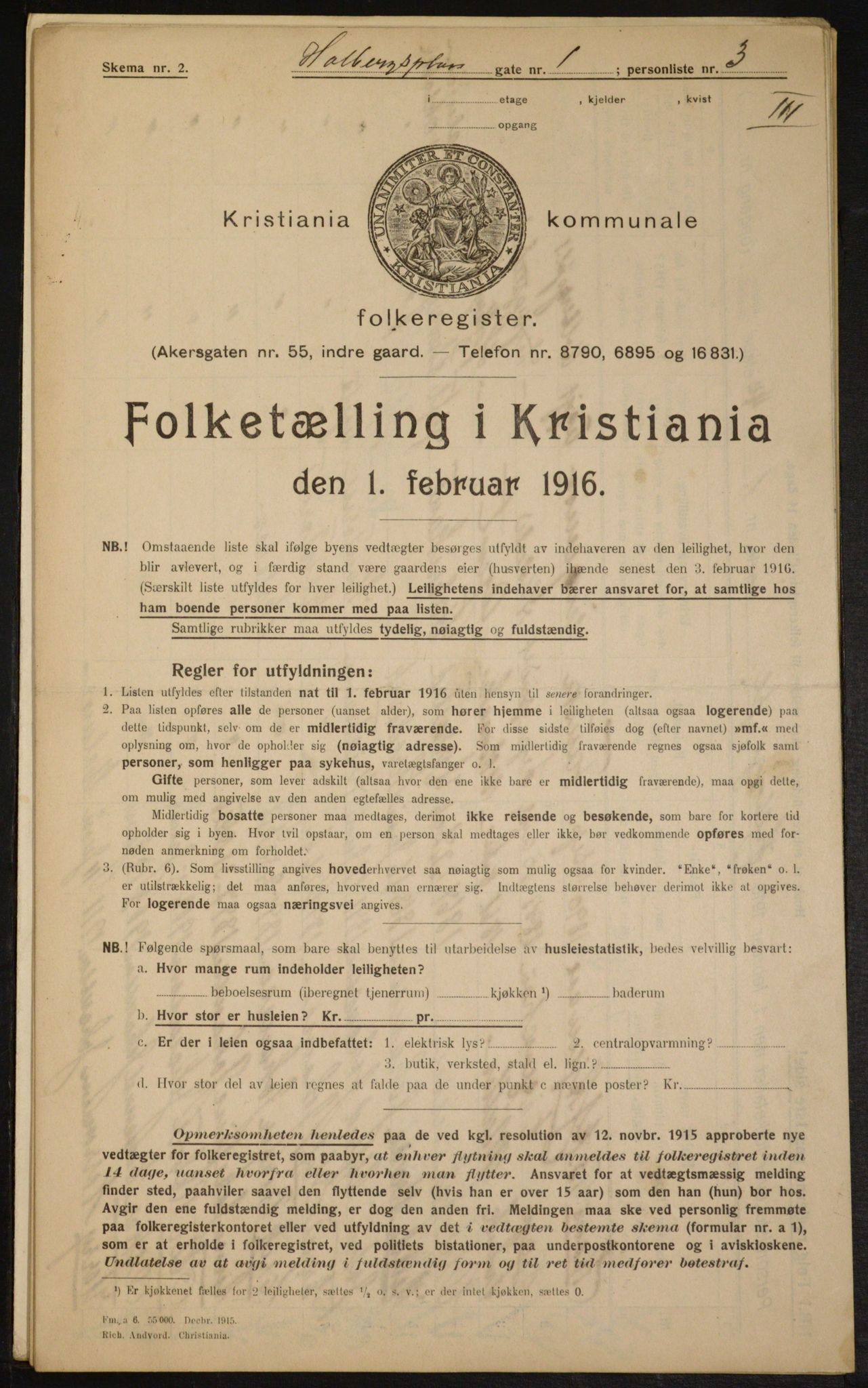 OBA, Municipal Census 1916 for Kristiania, 1916, p. 41198