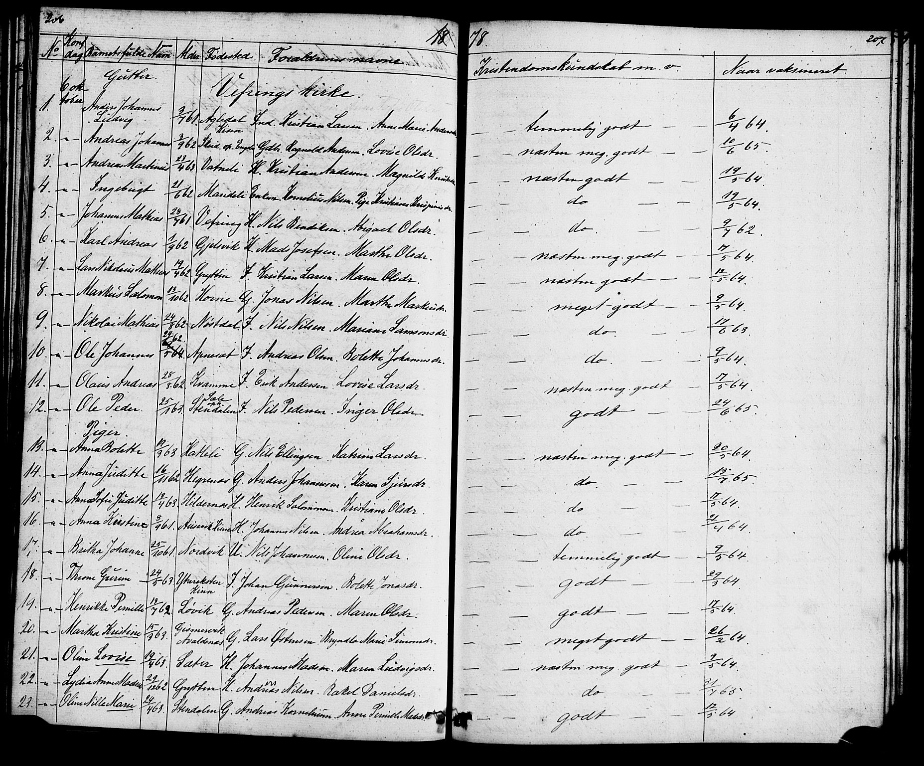 Førde sokneprestembete, AV/SAB-A-79901: Curate's parish register no. A 1, 1870-1881, p. 206-207