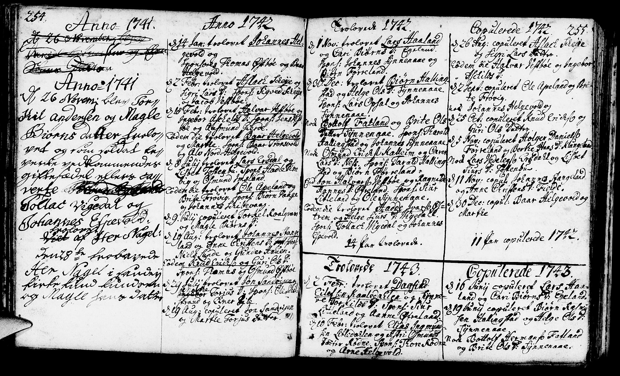 Vikedal sokneprestkontor, AV/SAST-A-101840/01/IV: Parish register (official) no. A 1, 1737-1778, p. 254-255