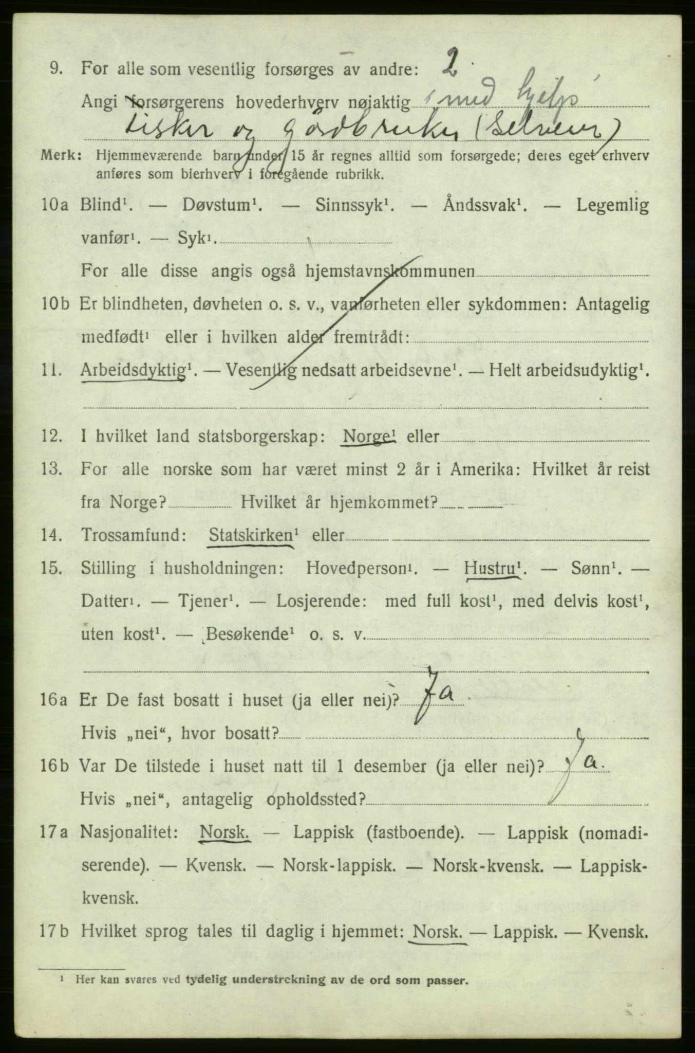 SATØ, 1920 census for Kjelvik, 1920, p. 1910