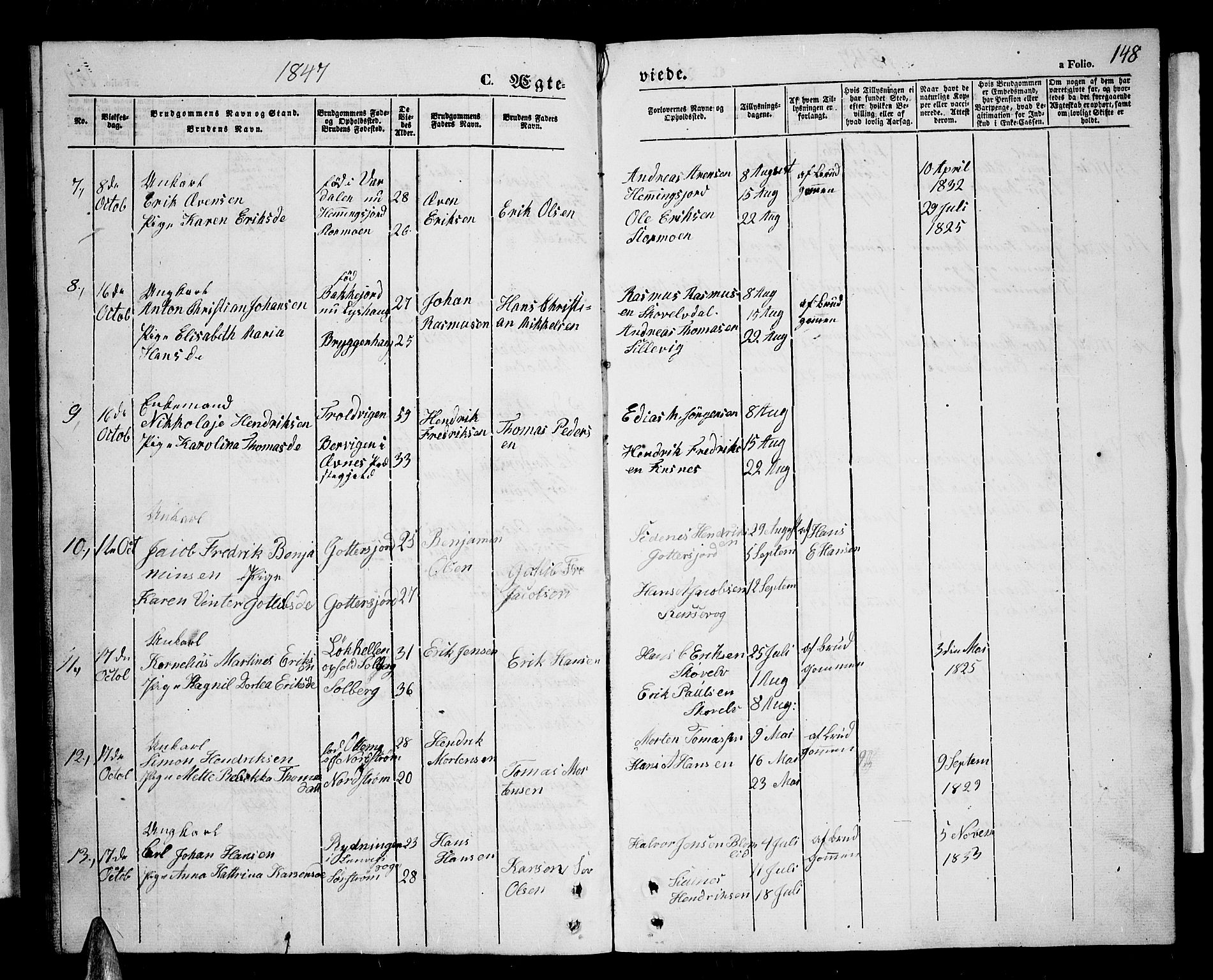 Tranøy sokneprestkontor, SATØ/S-1313/I/Ia/Iab/L0002klokker: Parish register (copy) no. 2, 1847-1860, p. 148