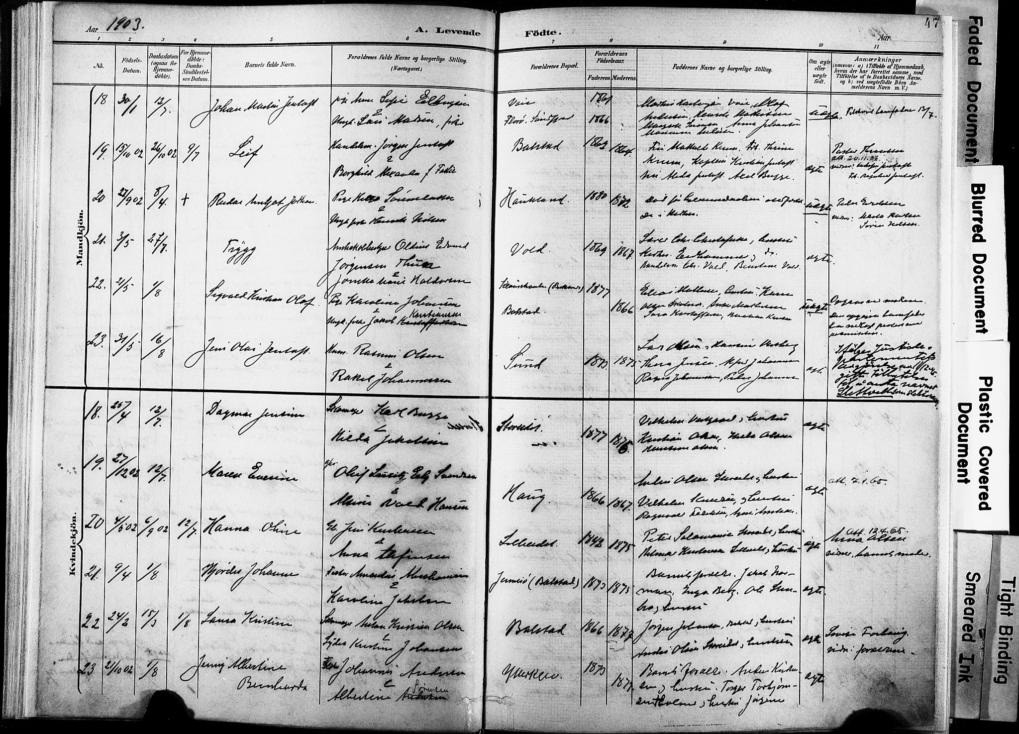 Ministerialprotokoller, klokkerbøker og fødselsregistre - Nordland, AV/SAT-A-1459/881/L1151: Parish register (official) no. 881A04, 1899-1907, p. 47