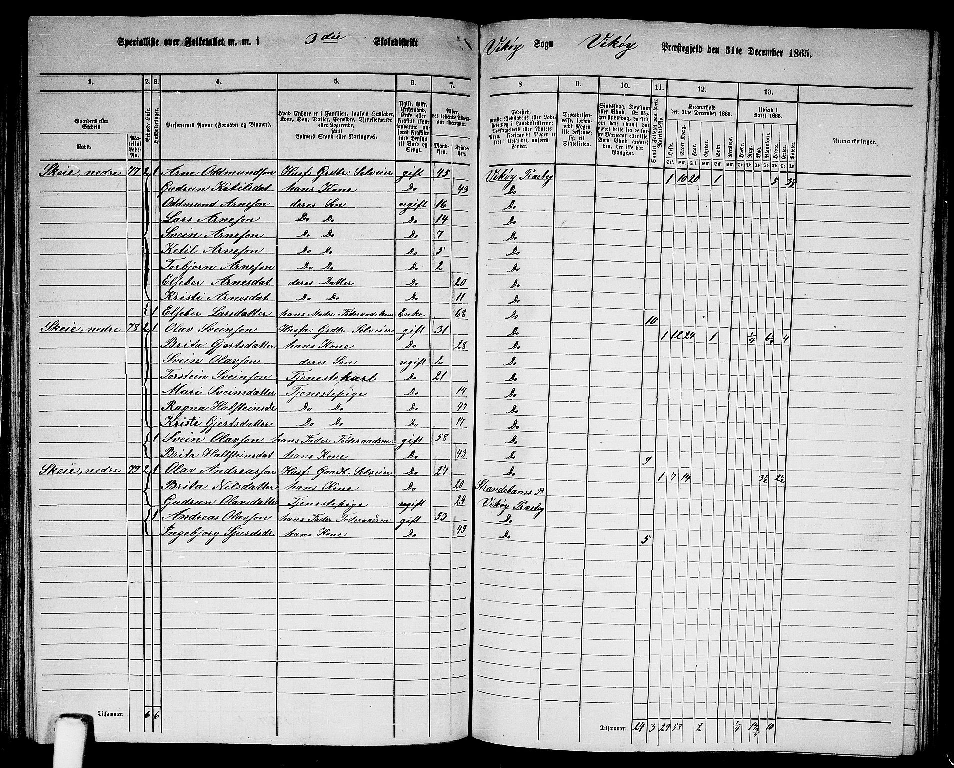 RA, 1865 census for Vikør, 1865, p. 49