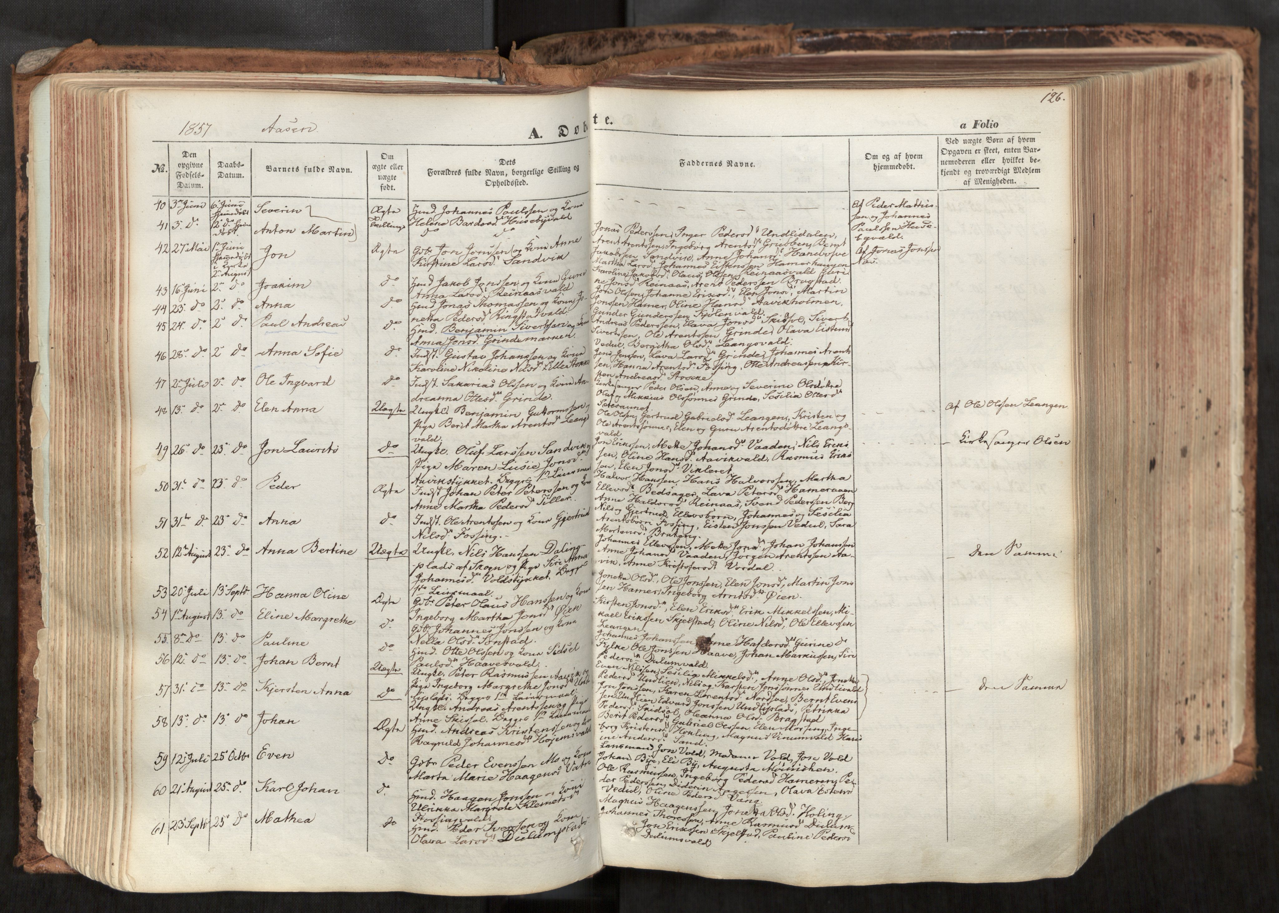 Ministerialprotokoller, klokkerbøker og fødselsregistre - Nord-Trøndelag, SAT/A-1458/713/L0116: Parish register (official) no. 713A07, 1850-1877, p. 126