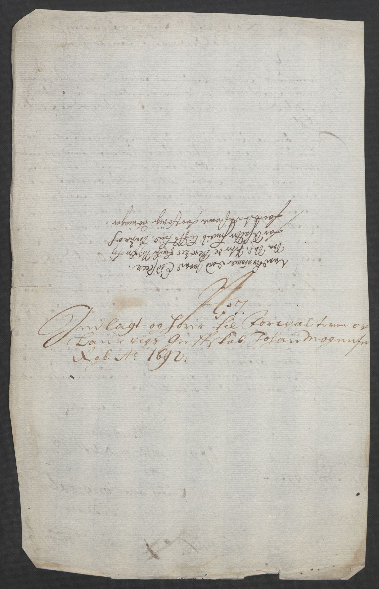 Rentekammeret inntil 1814, Reviderte regnskaper, Fogderegnskap, AV/RA-EA-4092/R33/L1973: Fogderegnskap Larvik grevskap, 1692, p. 213