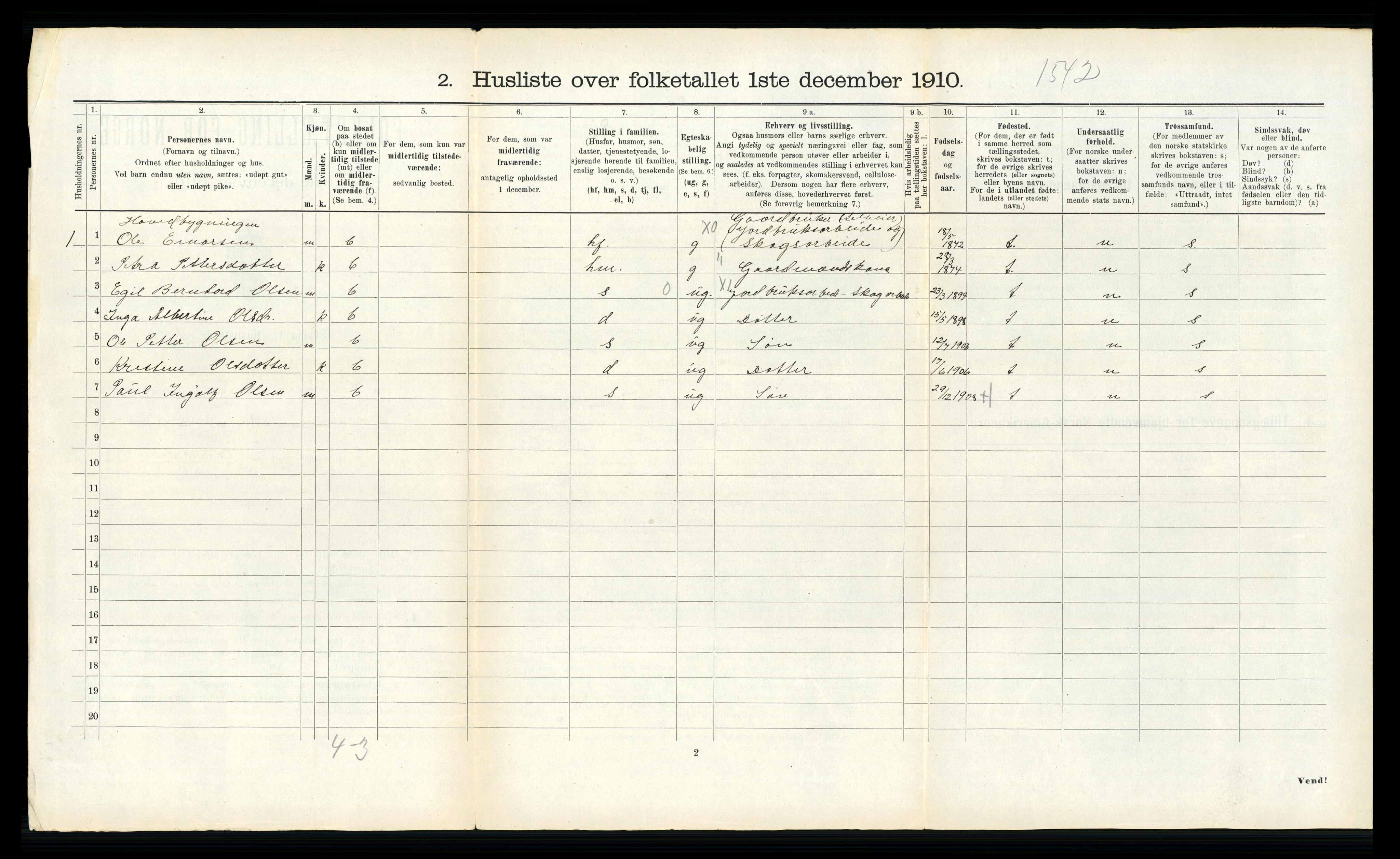 RA, 1910 census for Snåsa, 1910, p. 649