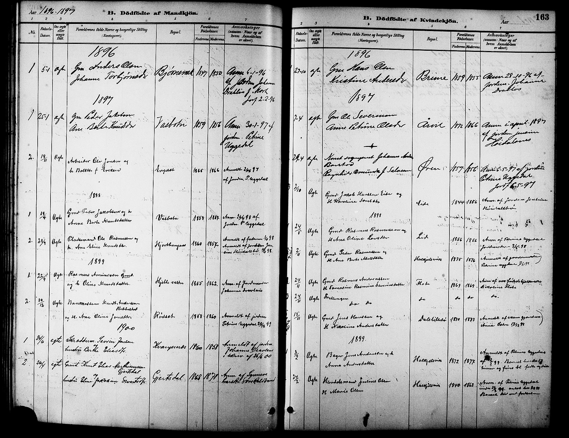 Ministerialprotokoller, klokkerbøker og fødselsregistre - Møre og Romsdal, AV/SAT-A-1454/511/L0158: Parish register (copy) no. 511C04, 1884-1903, p. 163