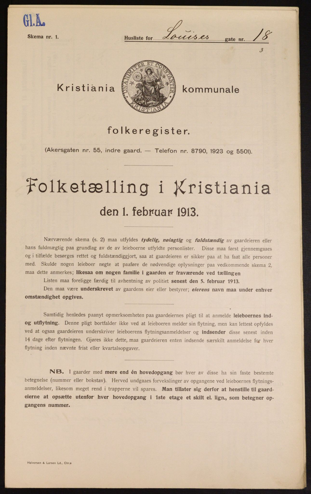 OBA, Municipal Census 1913 for Kristiania, 1913, p. 58176