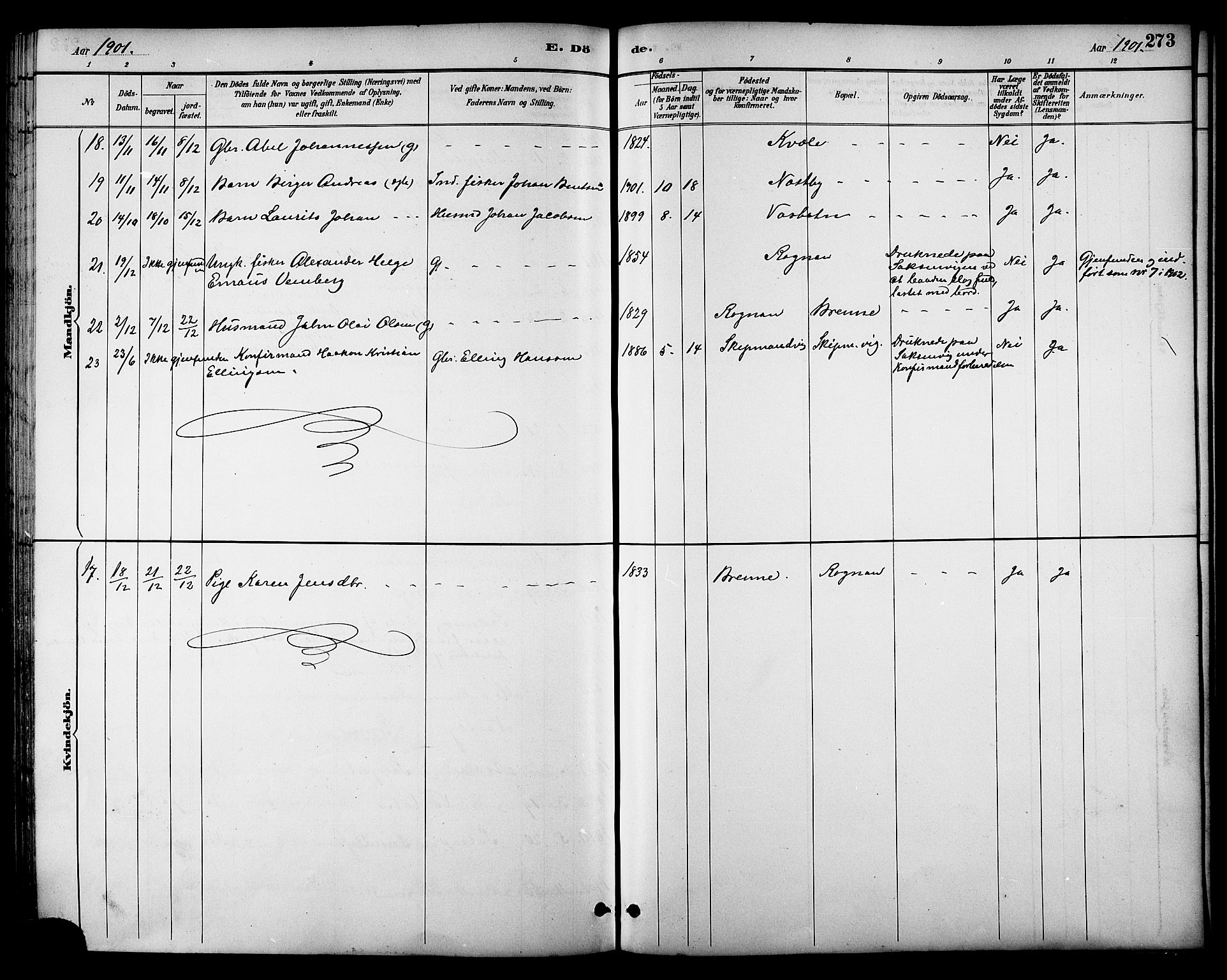 Ministerialprotokoller, klokkerbøker og fødselsregistre - Nordland, AV/SAT-A-1459/847/L0669: Parish register (official) no. 847A09, 1887-1901, p. 273