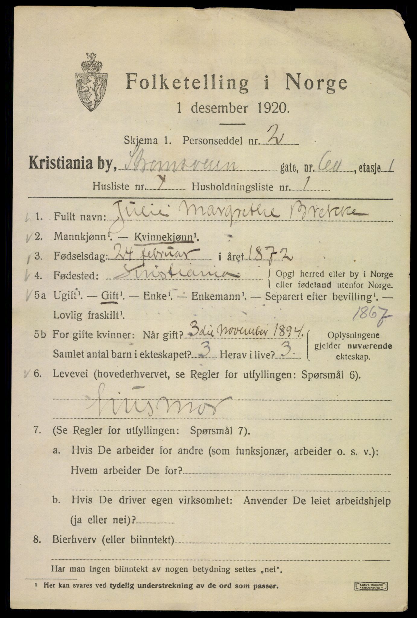 SAO, 1920 census for Kristiania, 1920, p. 553147